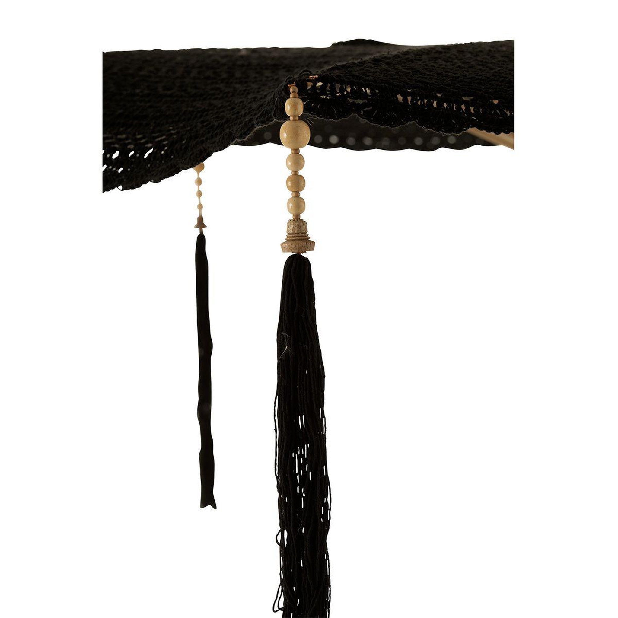 Voir la diapositive 5 : J-LINE Parasol avec pompons  clark  253cm noir