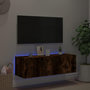 Voir la diapositive 5 : VIDAXL Meuble TV mural avec lumieres LED chene fume 100x35x31 cm