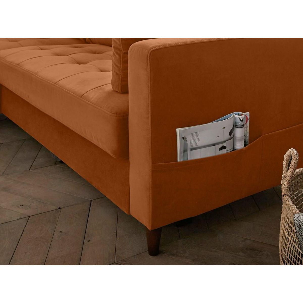 LISA DESIGN Anna - canapé d'angle gauche - 4 places - convertible avec coffre - en velours