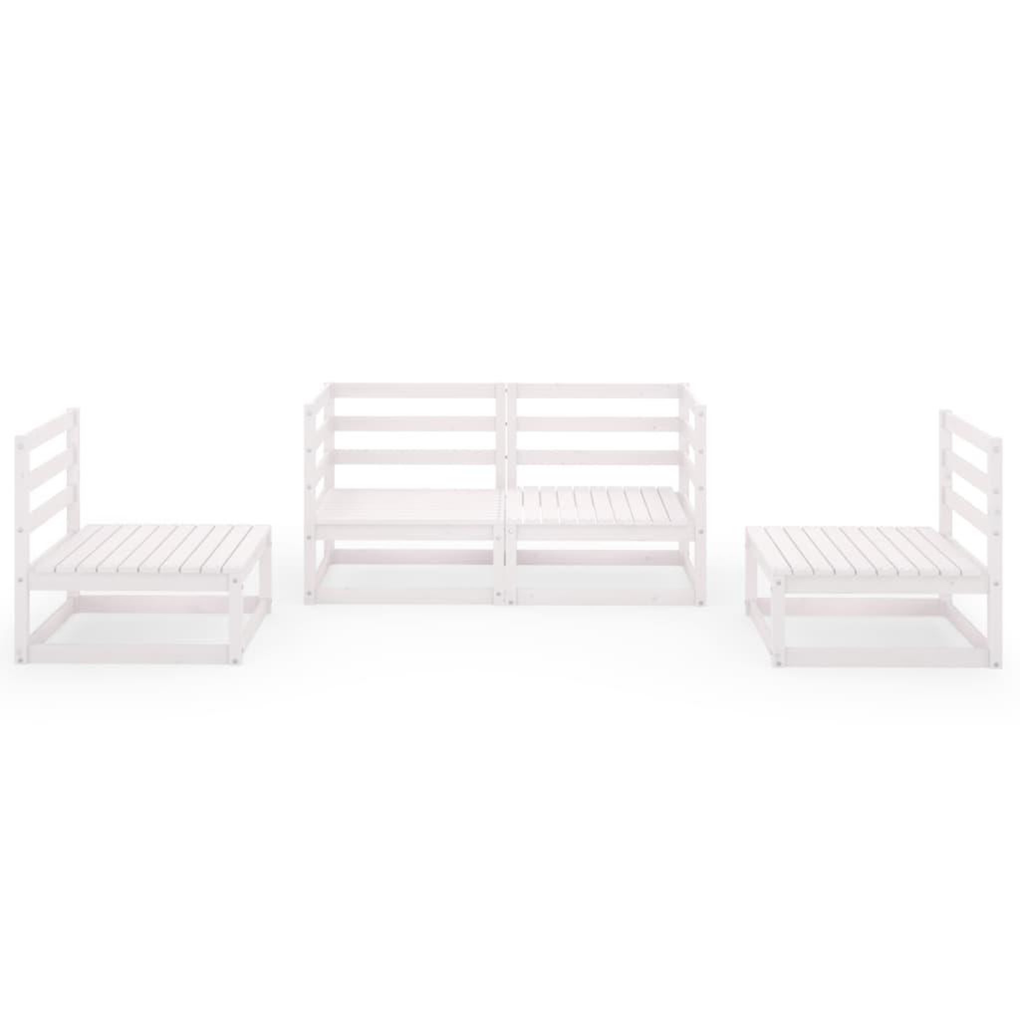 Voir la diapositive 3 : VIDAXL Salon de jardin 4 pcs Blanc Bois de pin massif