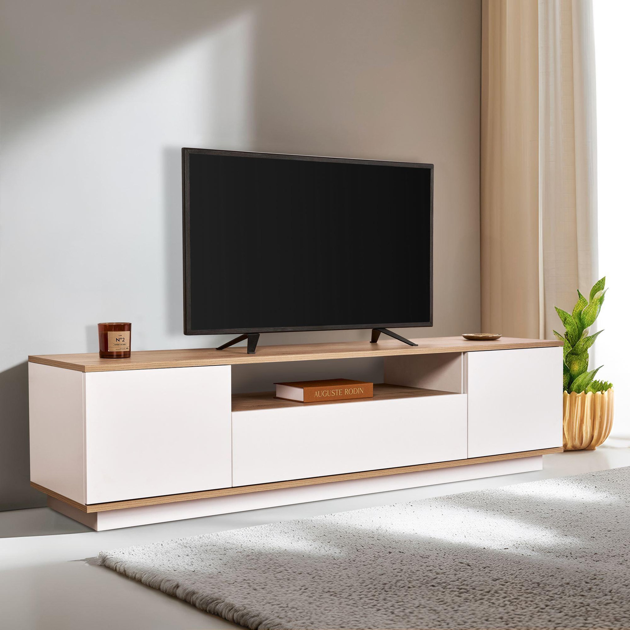 Voir la diapositive 2 : Habitat et Jardin Meuble tv en bois  veramont  - 180 x 44 x 44 cm - marron clair