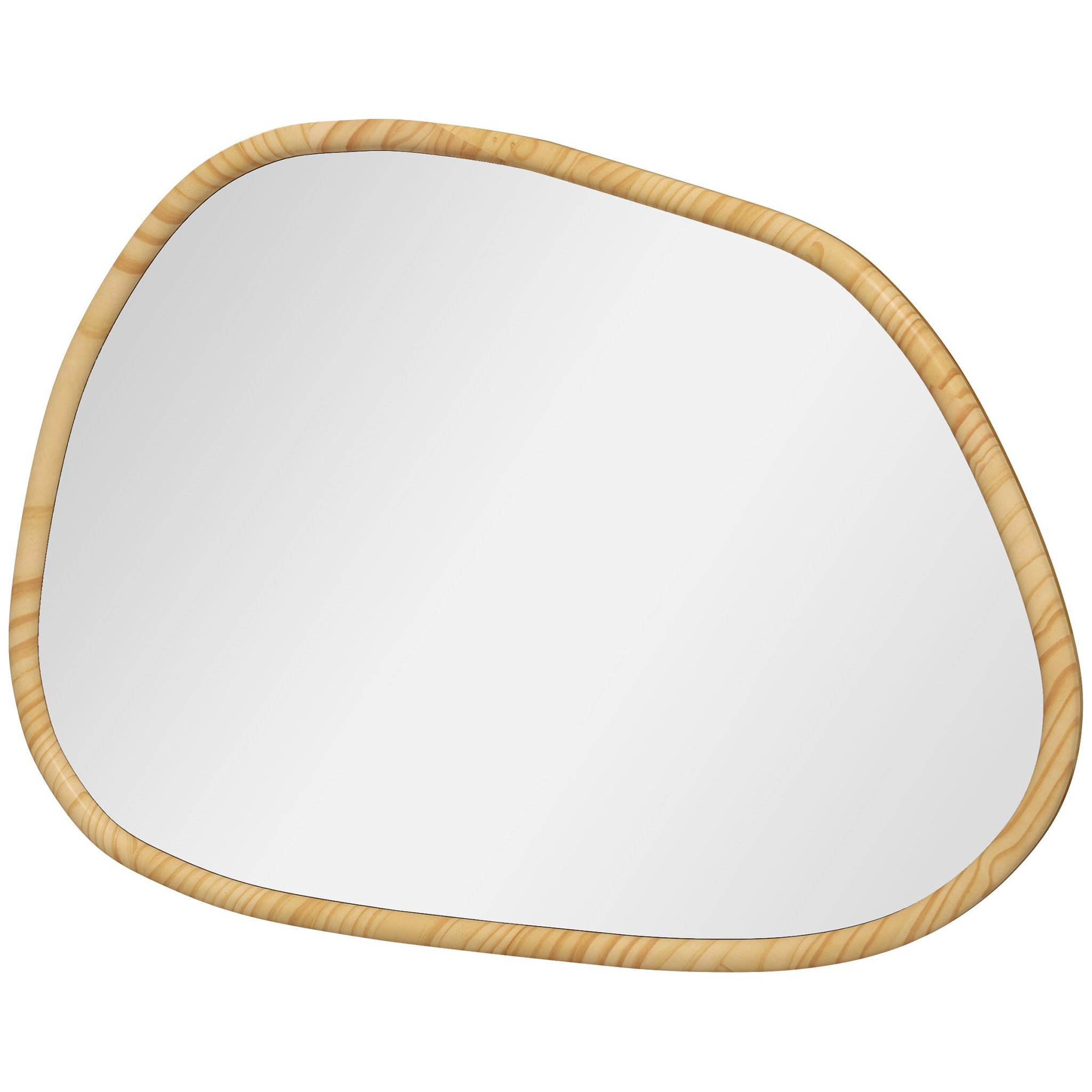 Voir la diapositive 5 : HOMCOM Miroir mural décoratif forme organique dim. 80L x 60H cm cadre bois de pin verni
