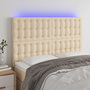 Voir la diapositive 1 : VIDAXL Tete de lit a LED Creme 144x5x118/128 cm Tissu