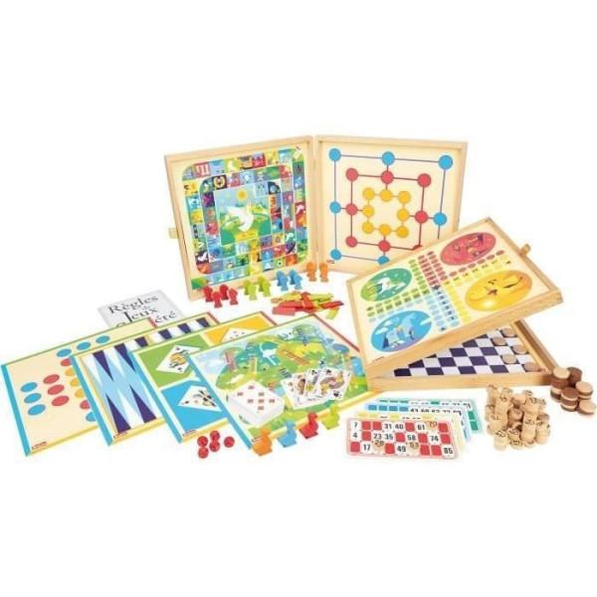 JeuJura JEUJURA Coffret de Jeux classiques - 150 regles - Pions bois