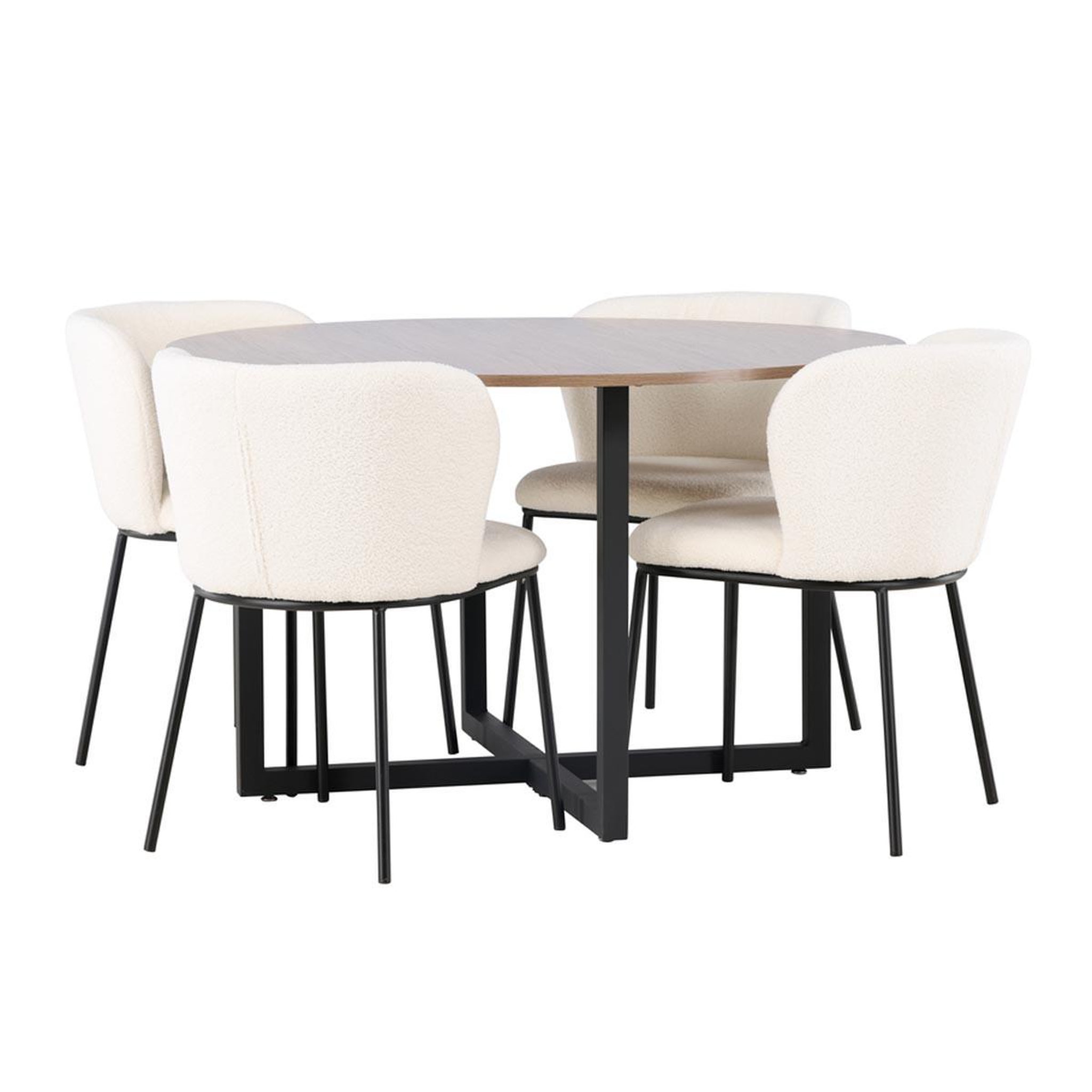 Paris Prix Ensemble table à manger & 4 chaises  durango & edina  120cm noyer & blanc