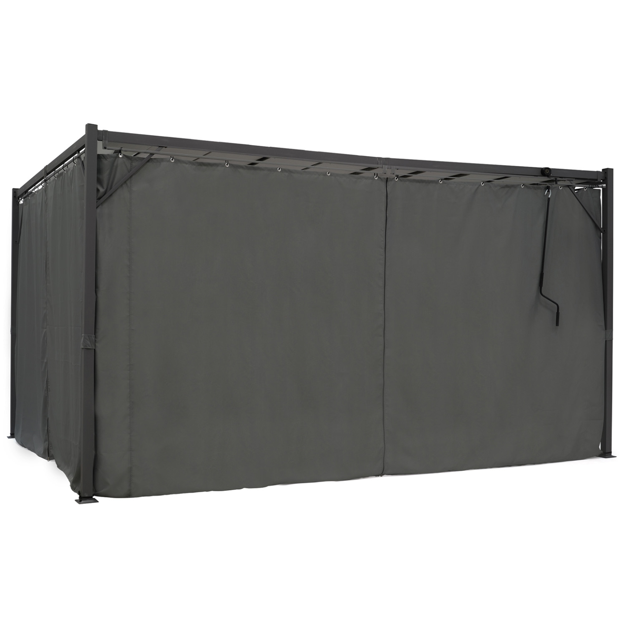 Voir la diapositive 5 : ID MARKET Pergola édition suprem lames orientables 3x4 m et 4 rideaux gris anthracite