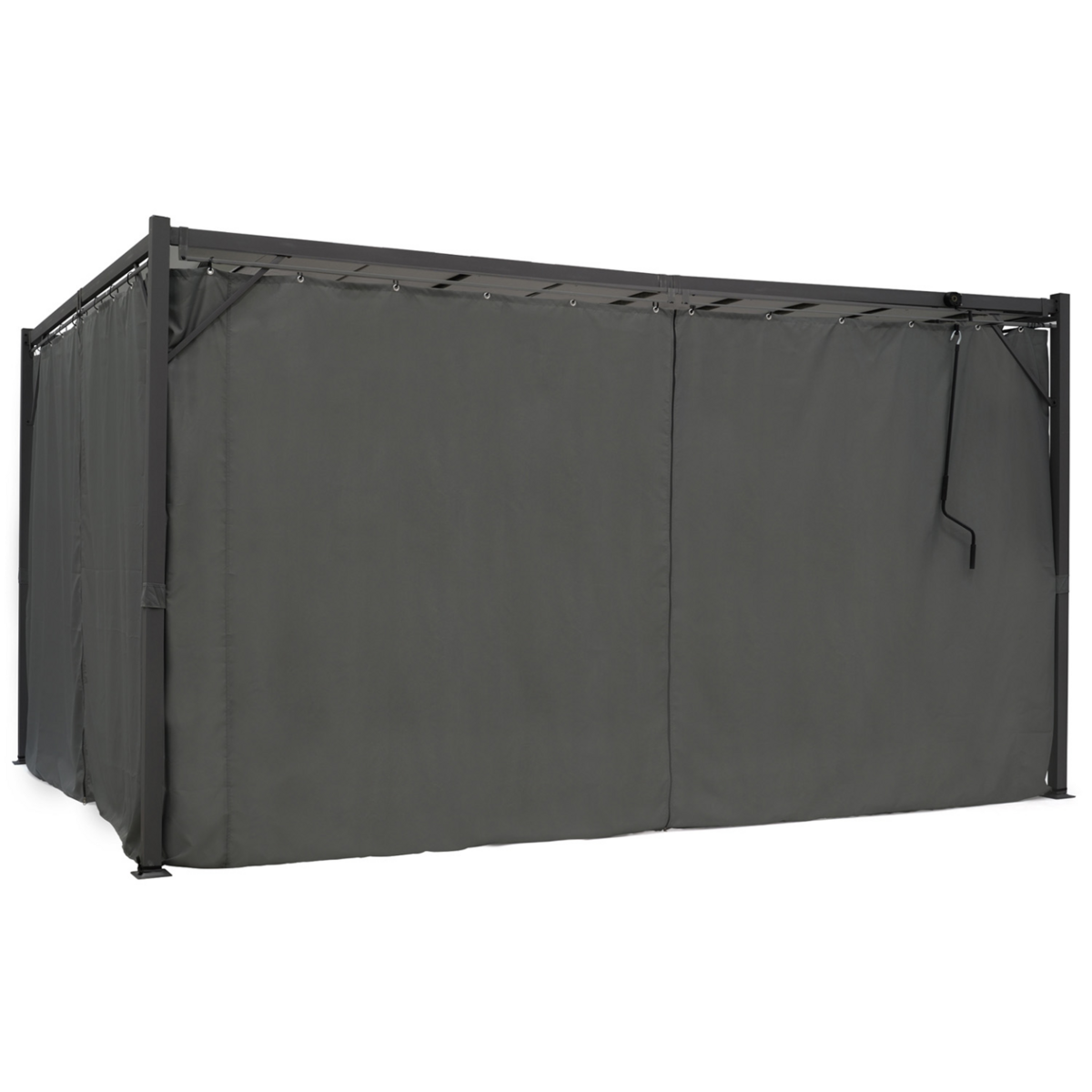 ID MARKET Pergola édition suprem lames orientables 3x4 M et 4 rideaux gris anthracite