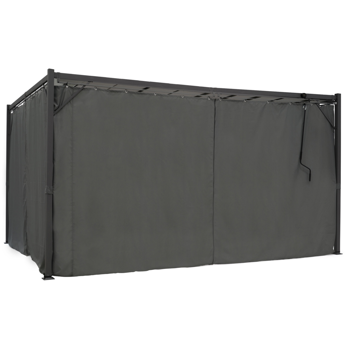 ID MARKET Pergola édition suprem lames orientables 3x4 M et 4 rideaux gris anthracite
