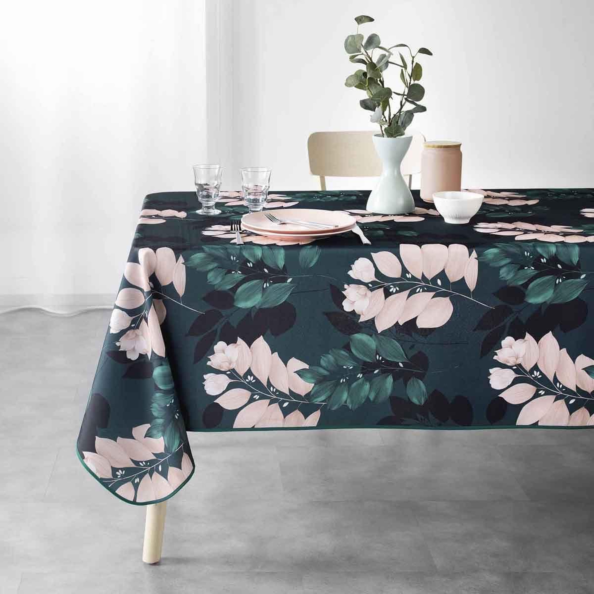 Voir la diapositive 3 : Douceur d'Intérieur Nappe imprimée  belline  150x200cm émeraude