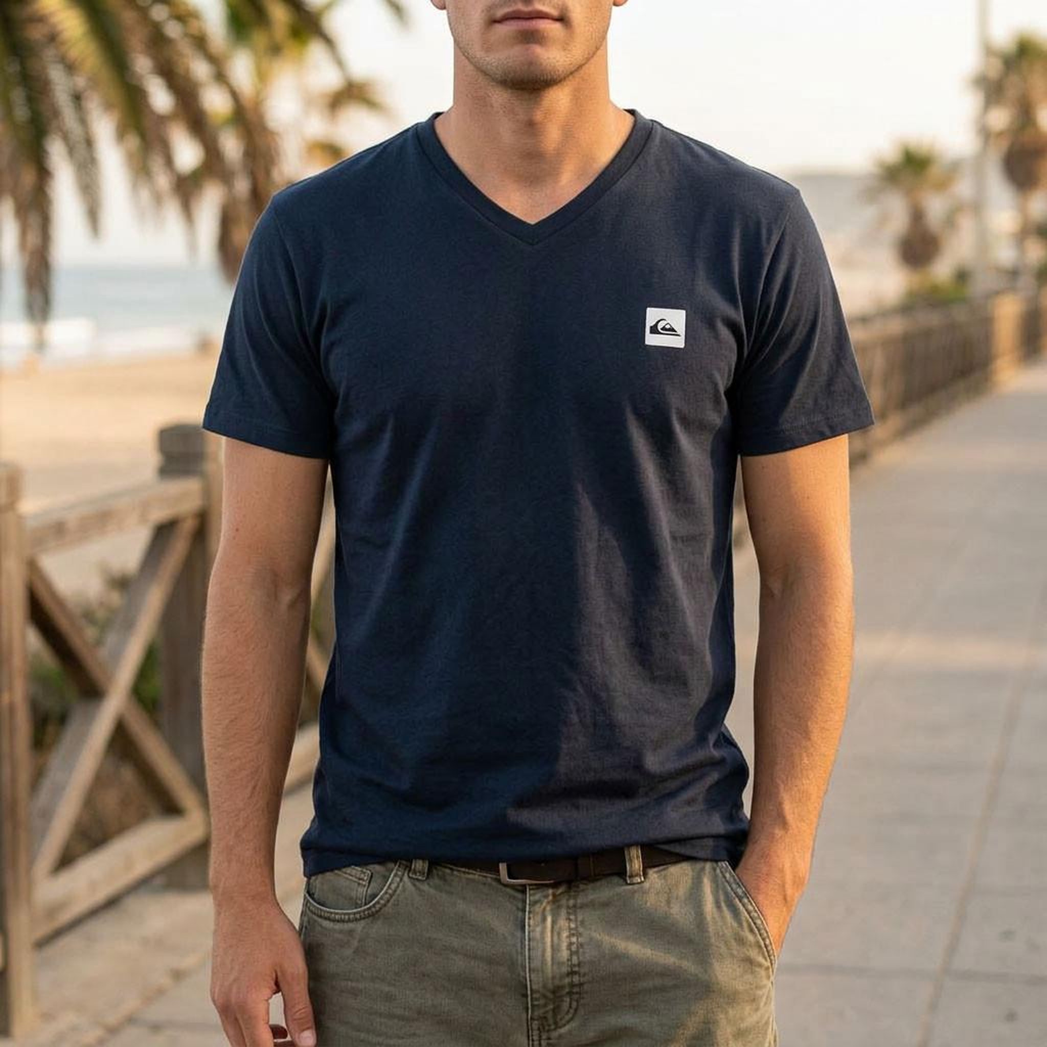 Voir la diapositive 2 : QUIKSILVER Quiksilver Pack de 2 T Shirts Homme 100% Coton Col Rond ou Col V