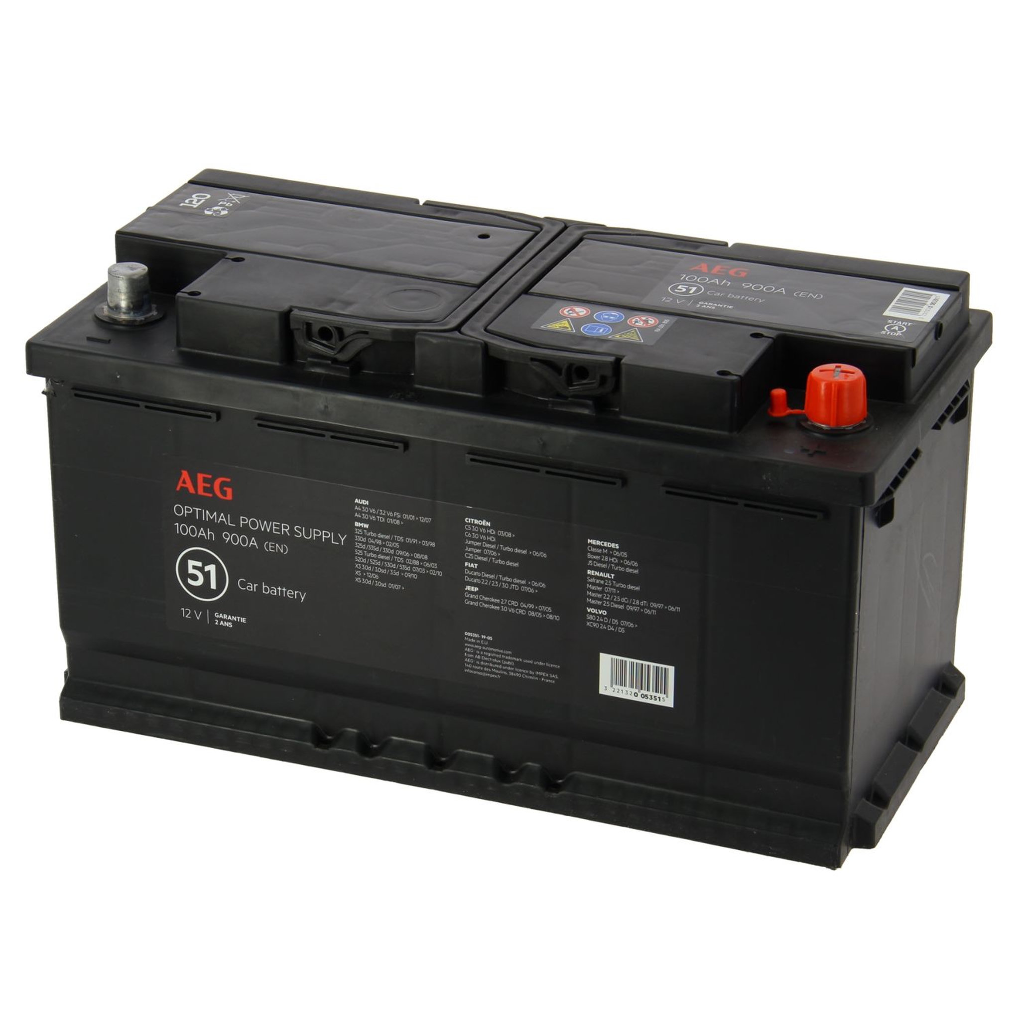 AEG Batterie  pour auto AEG 51 900A 100Ah L5