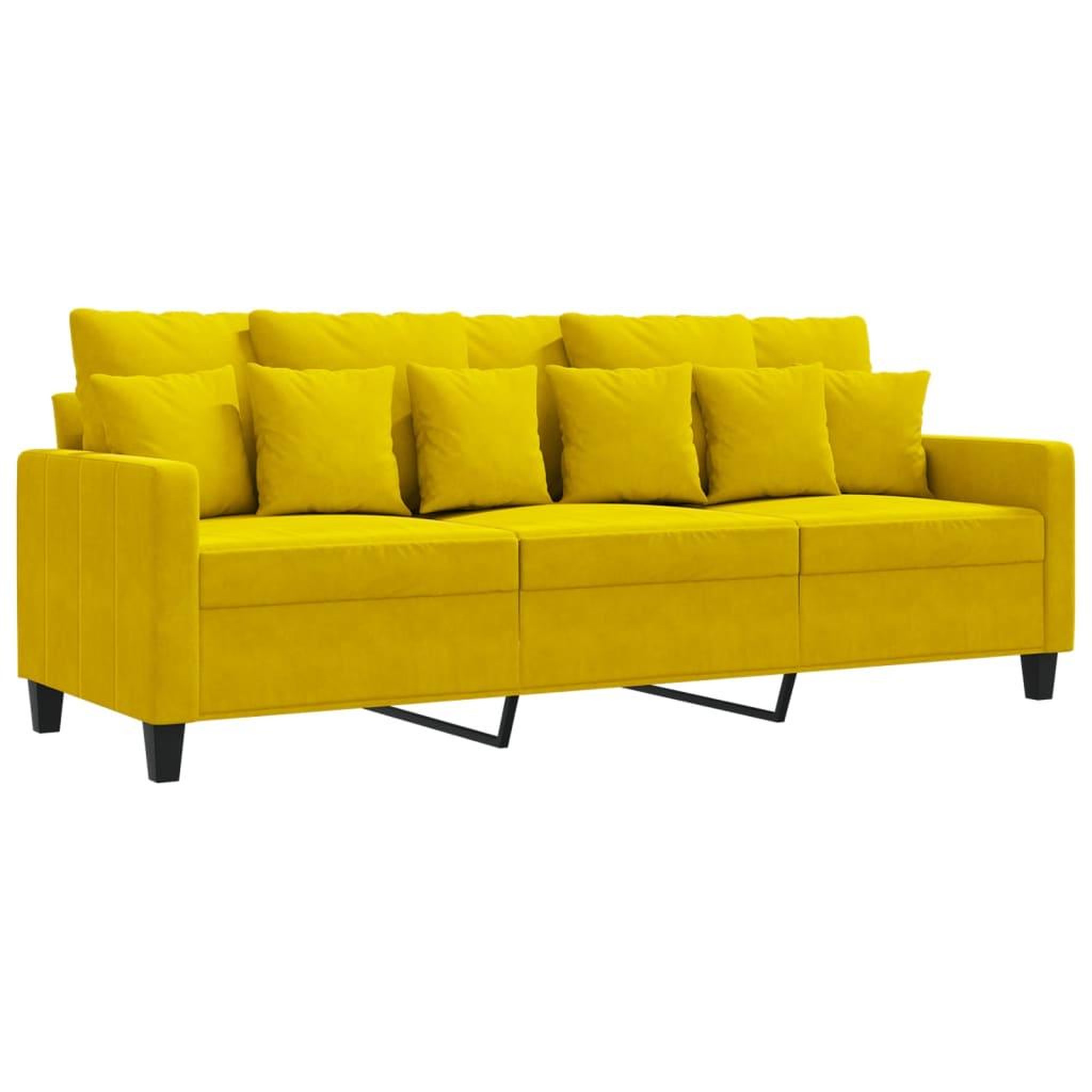 Voir la diapositive 2 : VIDAXL Canape a 3 places Jaune 180 cm Velours