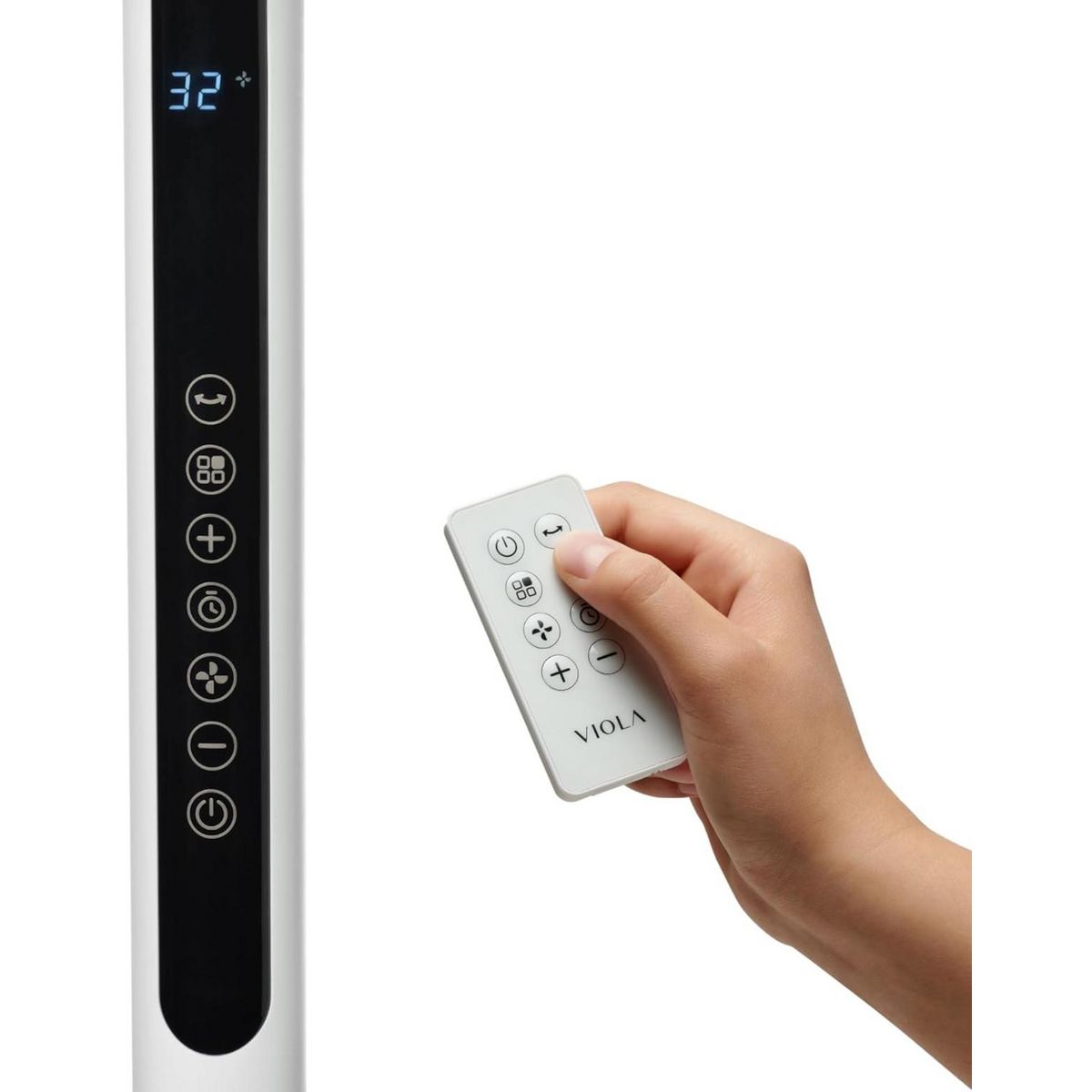 VIOLA Spring X32 Ventilateur sur Pied Silencieux avec Télécommande, Moteur Brushless Économie, Puissant Flux d'air, 32 Vitesses, Oscillant 320°, Hauteur réglable, Incliner vers le haut 90°, Minuterie