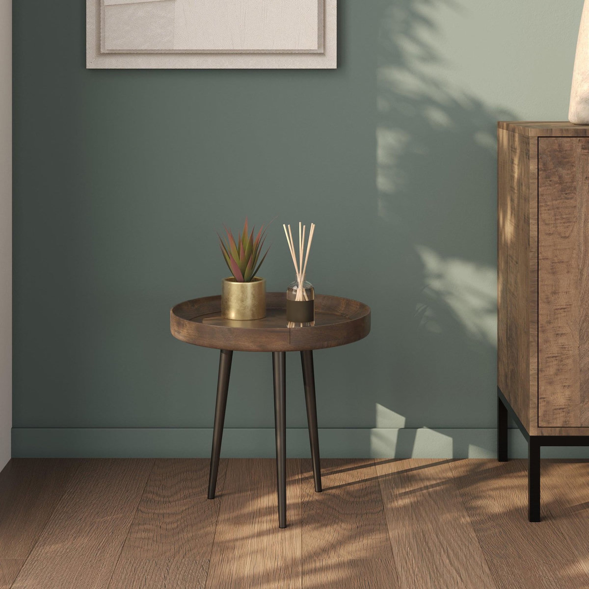 Rendez vous déco Table d'appoint ronde en bois de manguier foncé D40 cm - Palak