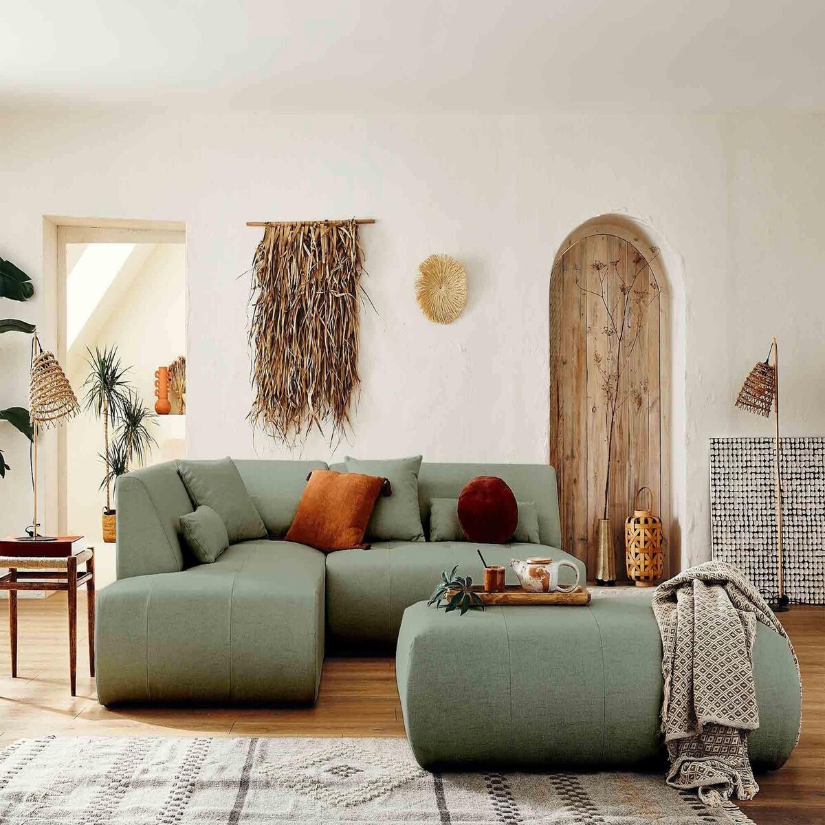 LISA DESIGN Onyx - canapé modulable d'angle gauche 5 places - en tissu