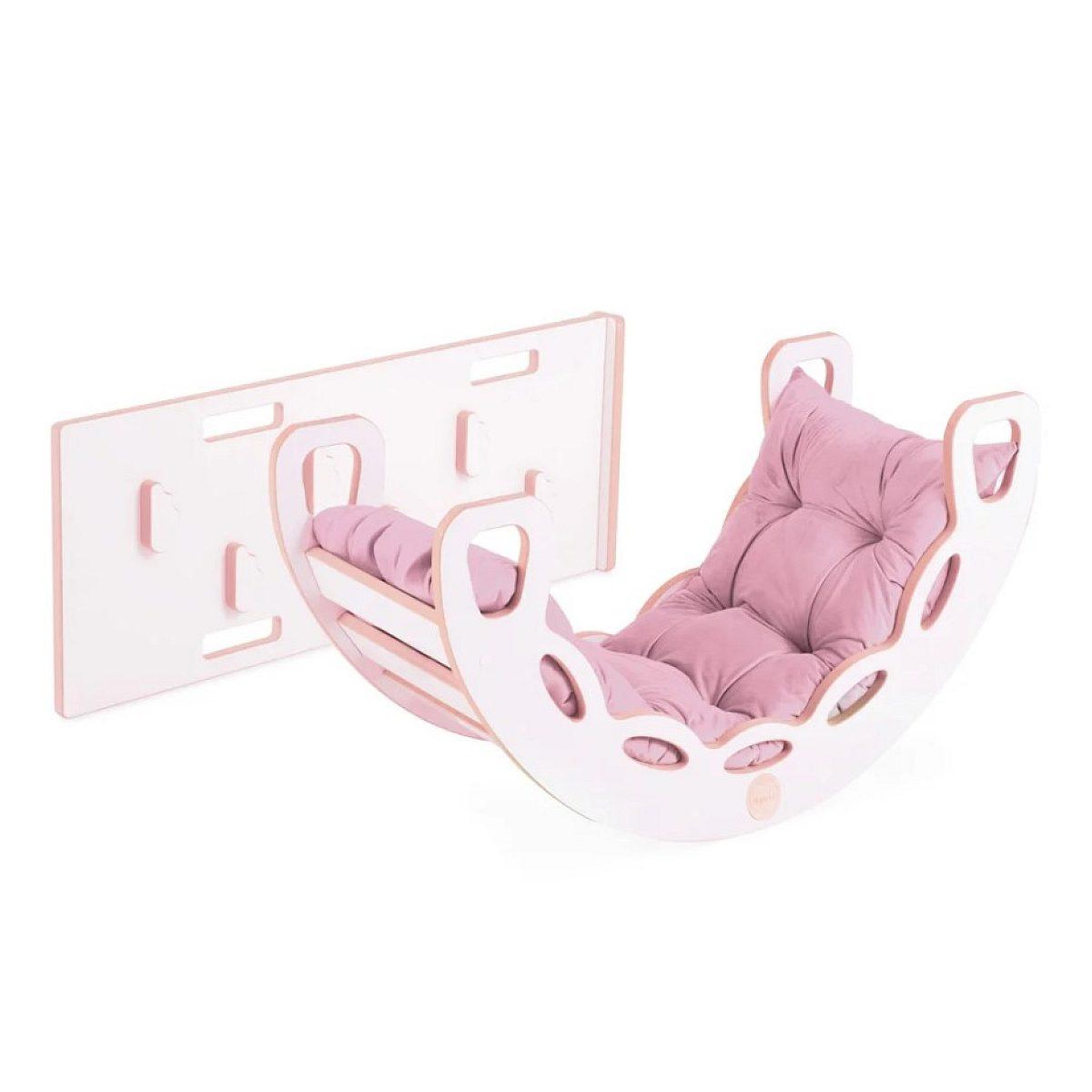 PLUSH NEST Petit rocker 4-en-1 + mur/toboggan rose velours