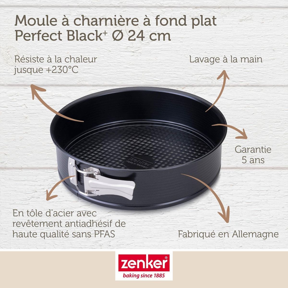 ZENKER Moule à manqué à charnière 24 cm Zenker PerfectBack+