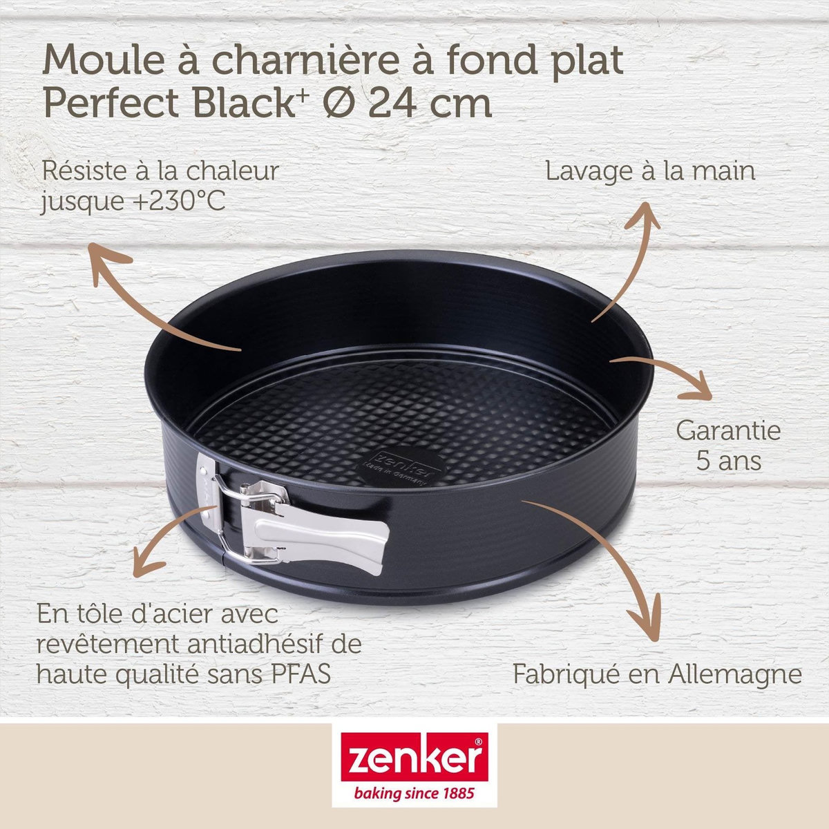 ZENKER Moule à manqué à charnière 24 cm Zenker PerfectBack+