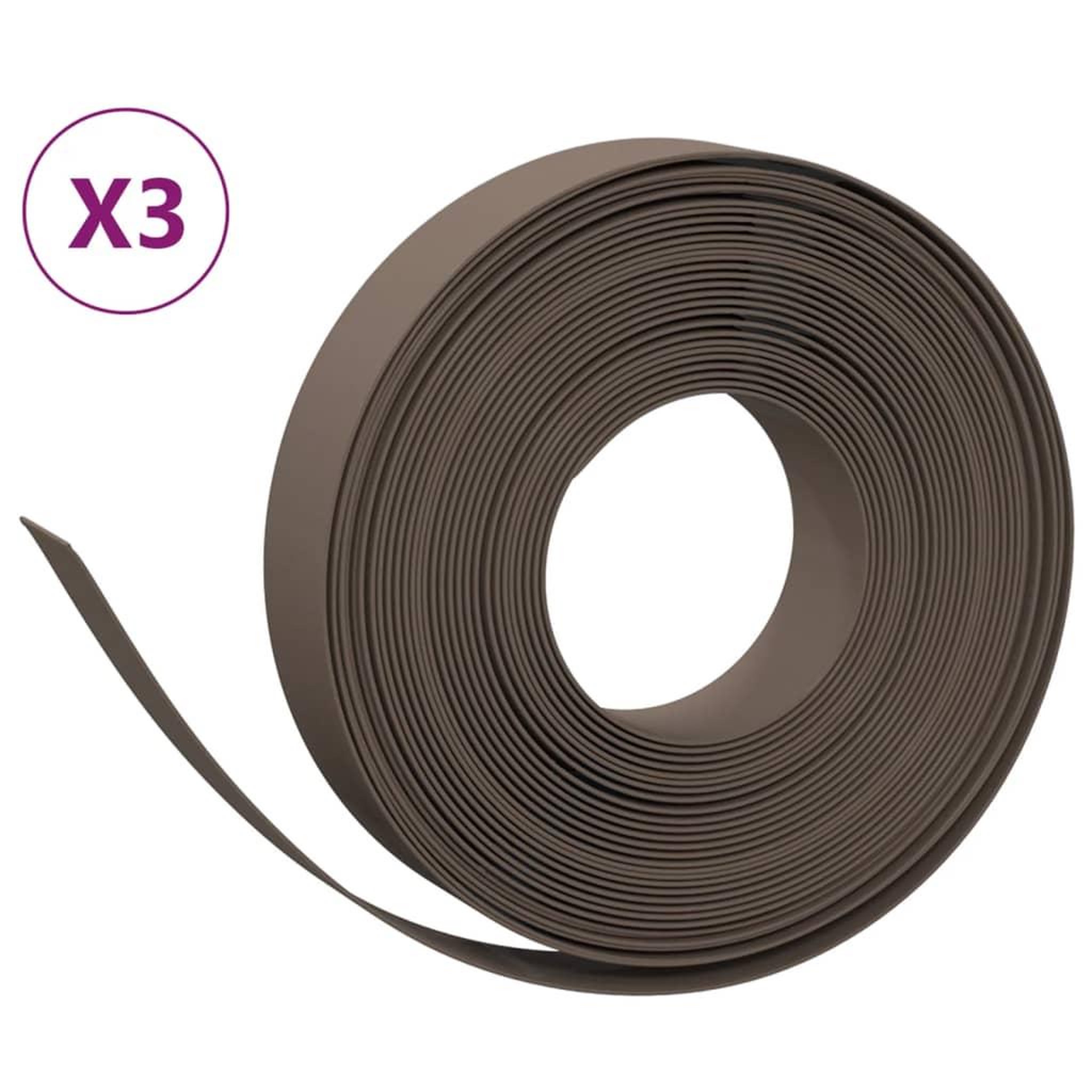 Voir la diapositive 2 : VIDAXL Bordures de jardin 3 pcs marron 10 m 10 cm polyethylene