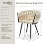 Voir la diapositive 6 : tectake Lot de chaises de salle à manger rembourrée avec revêtement en velours et design noué sable Lot de 4