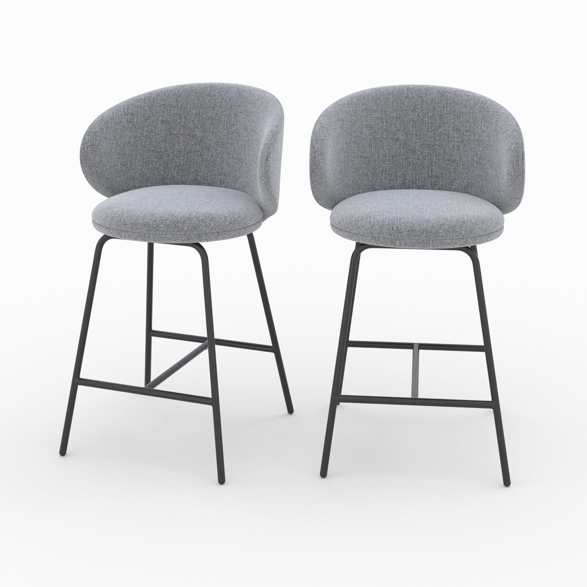 MAISON PAVANE Lot de 2 chaises pour îlot central en tissu gris foncé 68 cm-cécilia