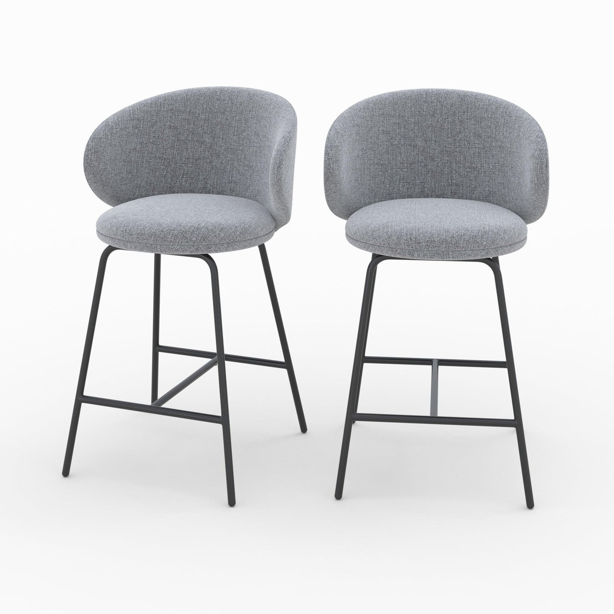 Rendez vous déco Lot de 2 chaises pour îlot central en tissu gris foncé 68 cm-Cécilia