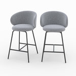 Rendez vous déco Lot de 2 chaises pour îlot central en tissu gris foncé 68 cm-Cécilia