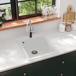 VIDAXL Evier de cuisine Granite Blanc creme