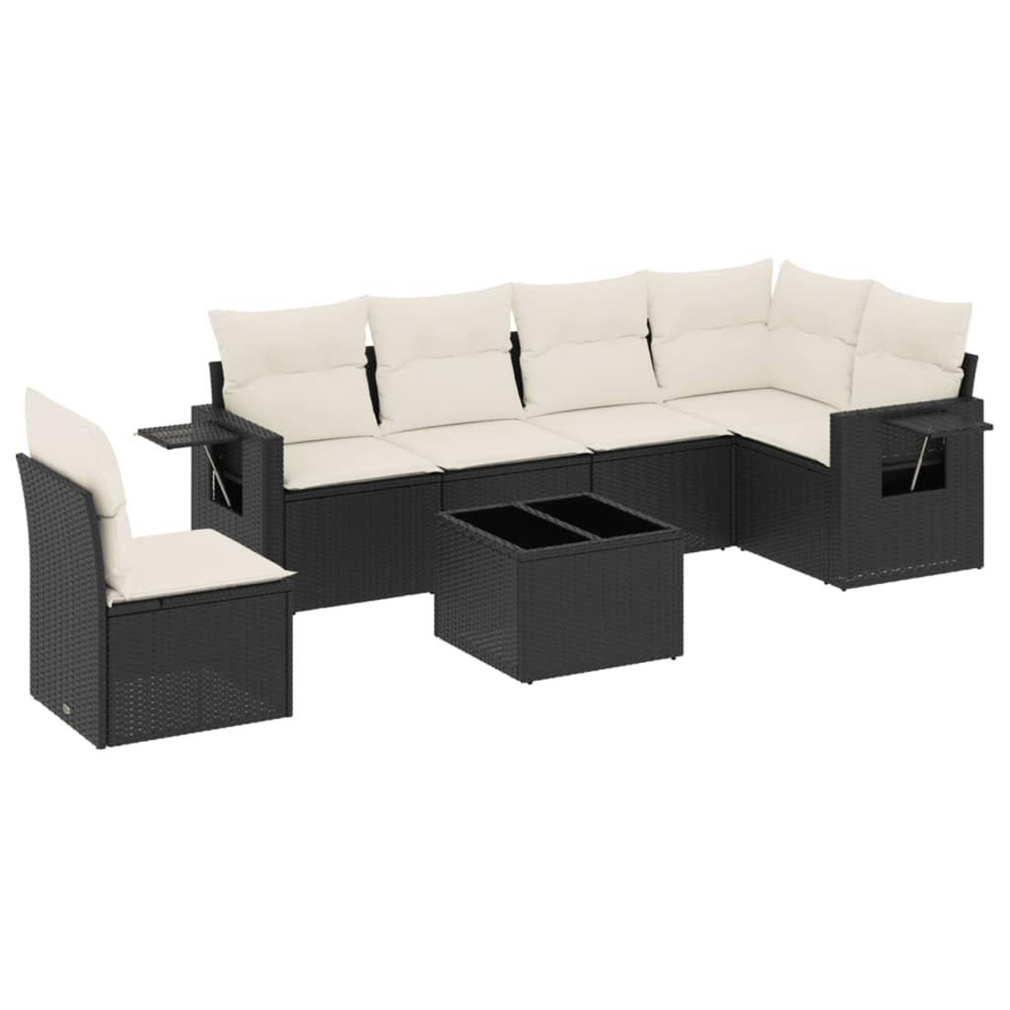Voir la diapositive 2 : VIDAXL Salon de jardin 7 pcs avec coussins noir resine tressee