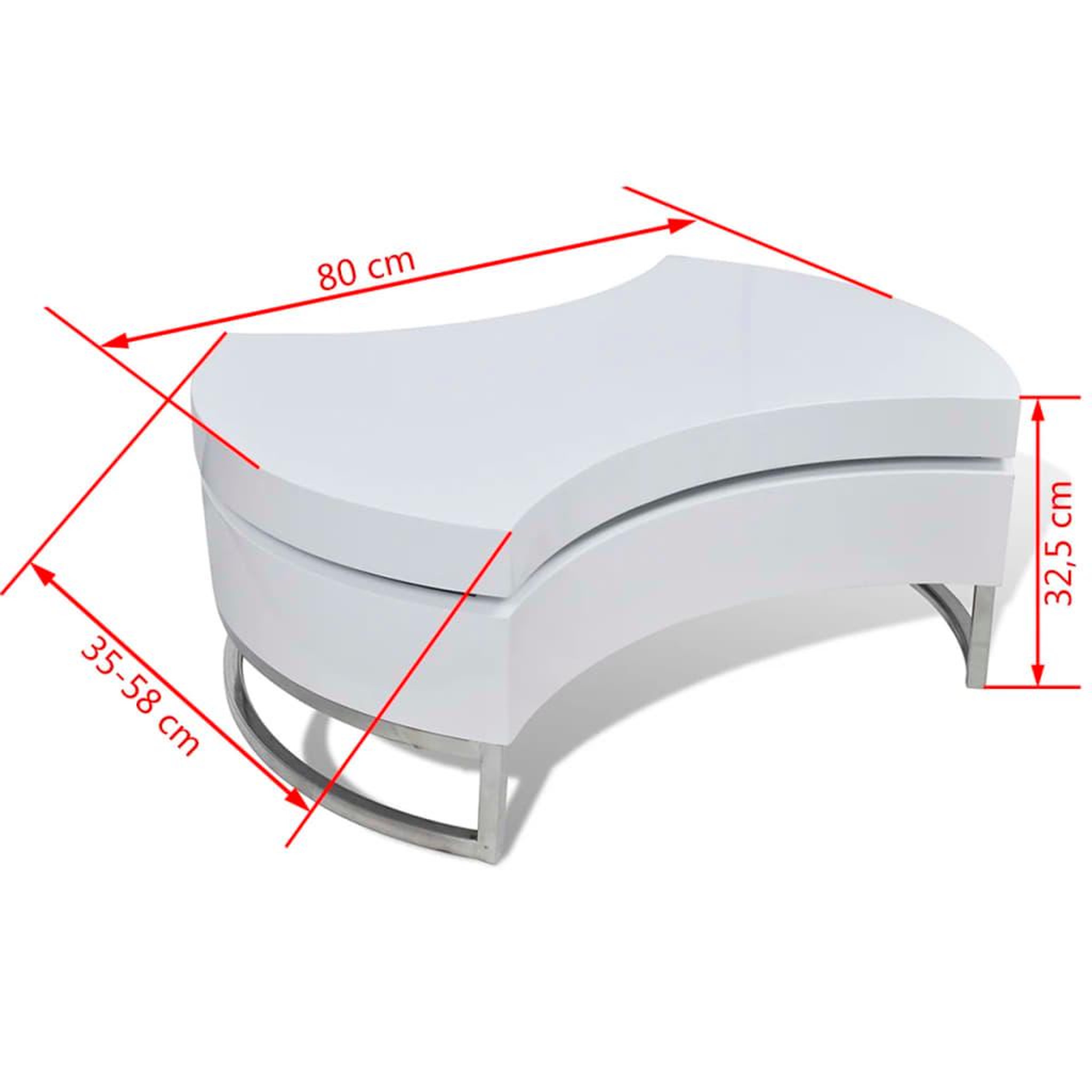 Voir la diapositive 6 : VIDAXL Table basse a forme reglable blanc brillant