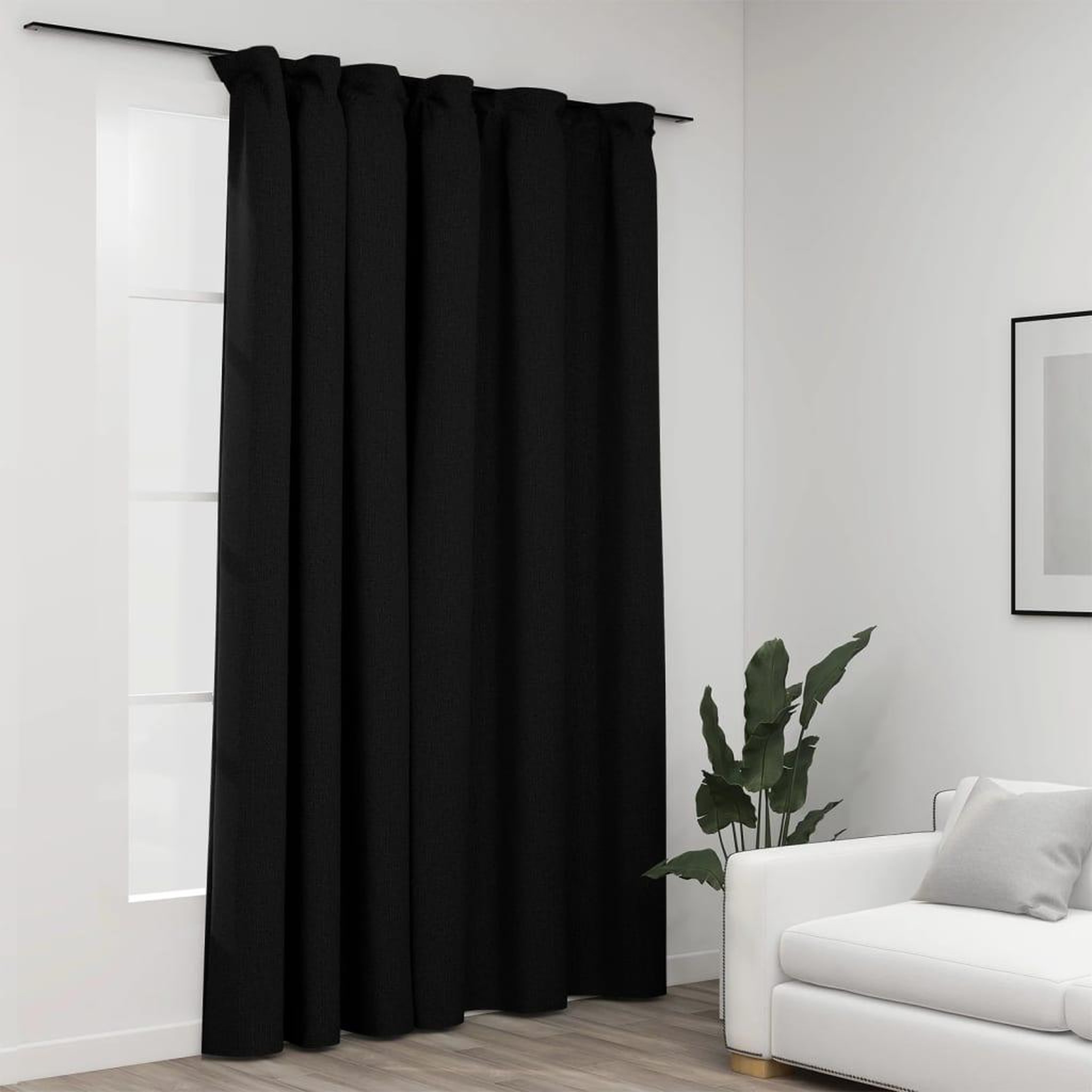 Voir la diapositive 1 : VIDAXL Rideau occultant d'aspect de lin crochets Anthracite 290x245 cm