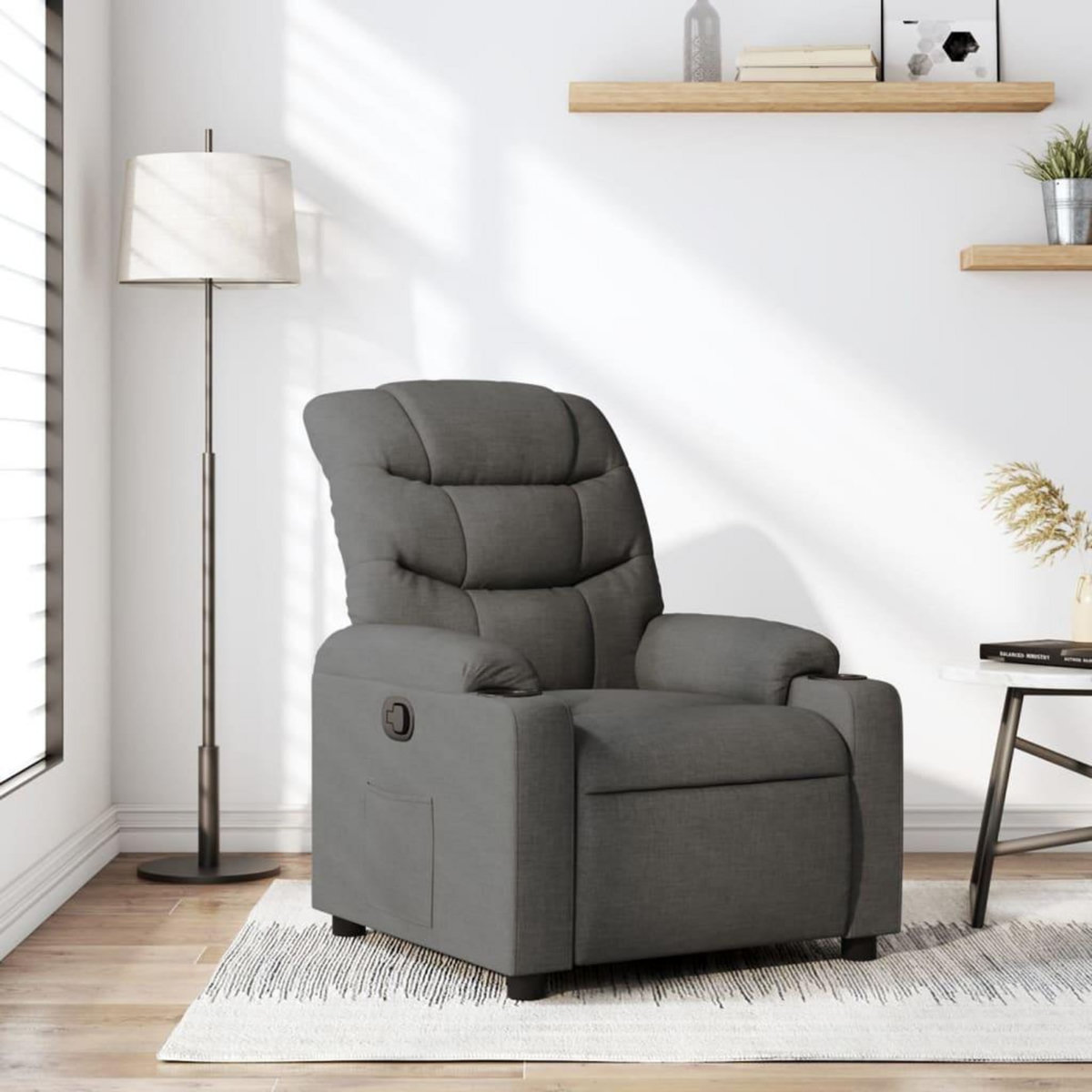 VIDAXL Fauteuil inclinable Gris fonce Tissu