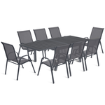 ID MARKET Salon de jardin POLY extensible table 90-180 CM et 8 chaises gris foncé