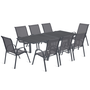 Voir la diapositive 1 : ID MARKET Salon de jardin POLY extensible table 90-180 CM et 8 chaises gris foncé