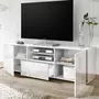 KASALINEA Grand meuble TV blanc laqué design NERINA-L 181 x P 42 x H 57 cm- Blanc