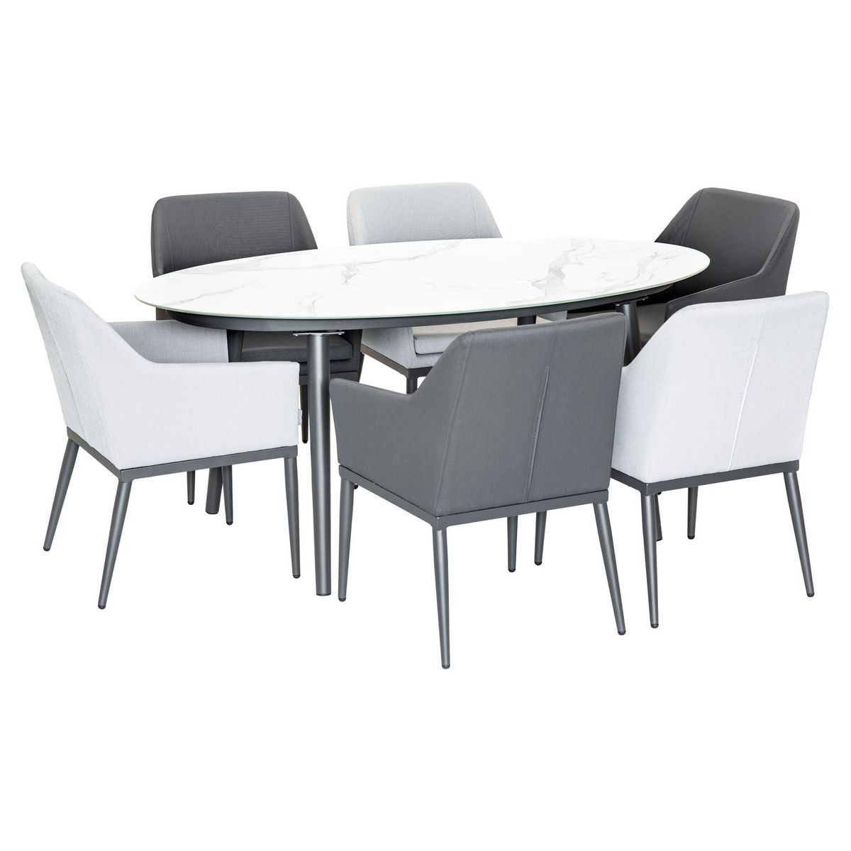 JARDILINE Lot de 2 fauteuils de jardin - Aluminium/Textilène - Gris perlé - FORMENTERA