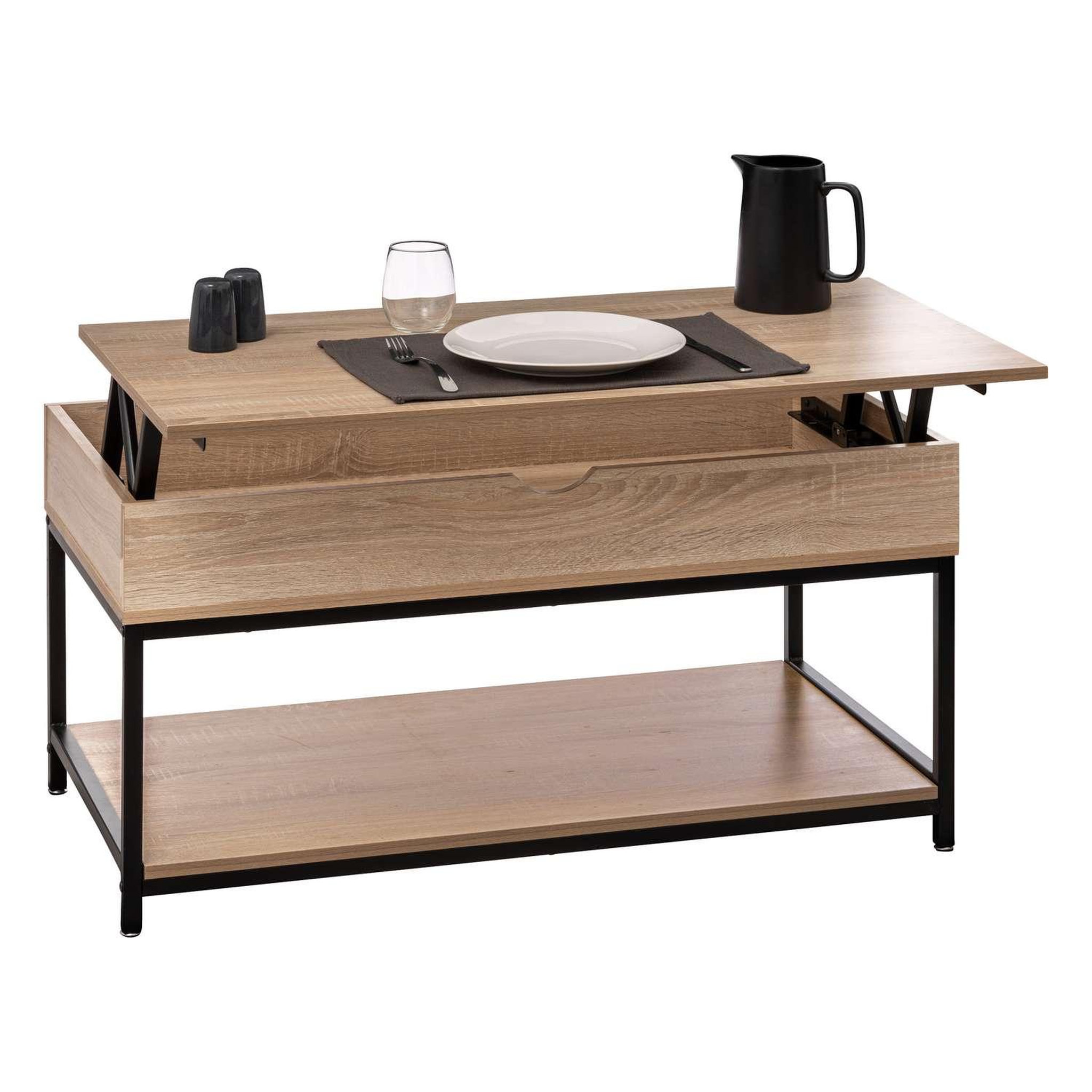 Voir la diapositive 2 : FIVE Table basse avec plateau relevable - beige