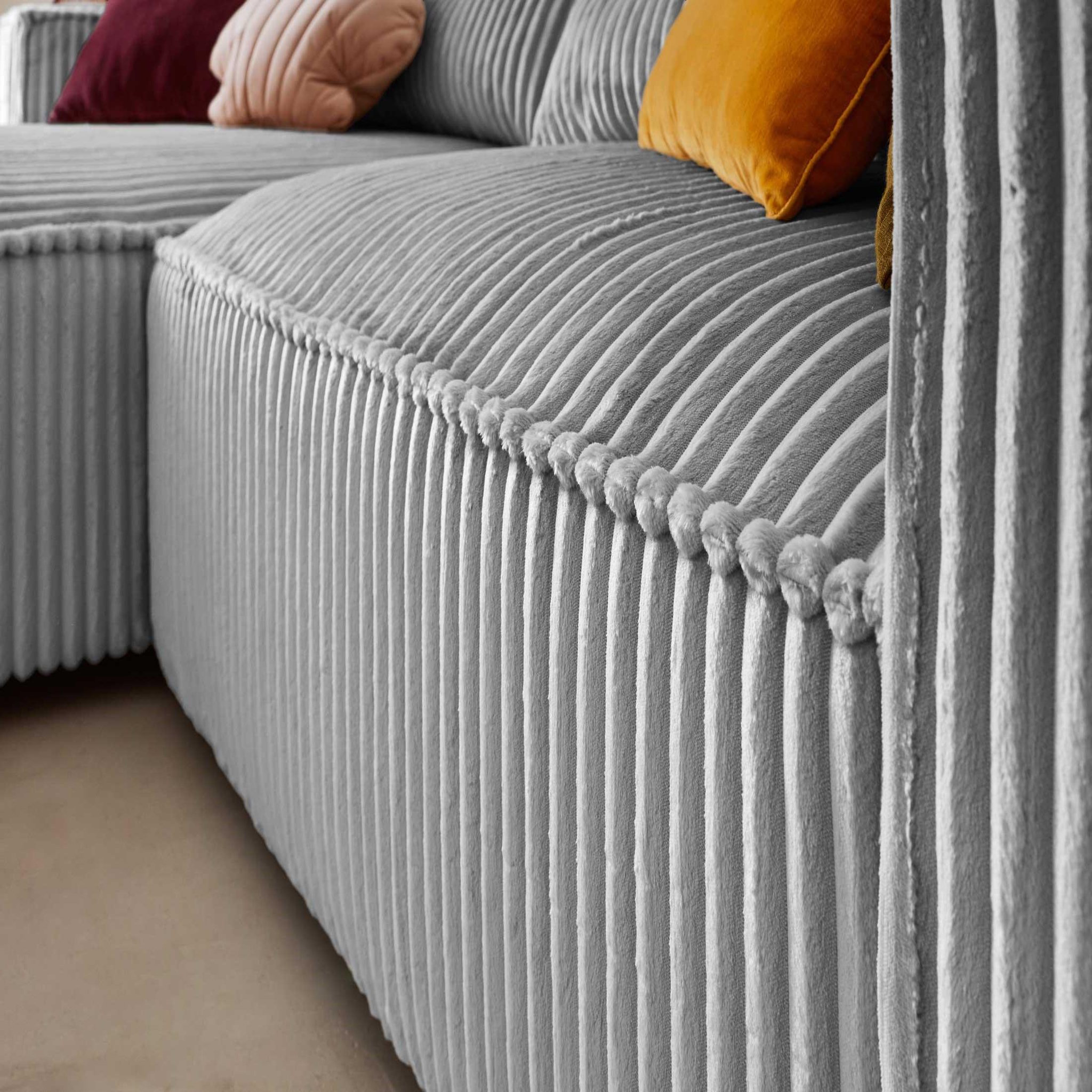 Voir la diapositive 3 : LISA DESIGN Ela - canapé d'angle gauche - 4 places - en velours côtelé grosses côtes