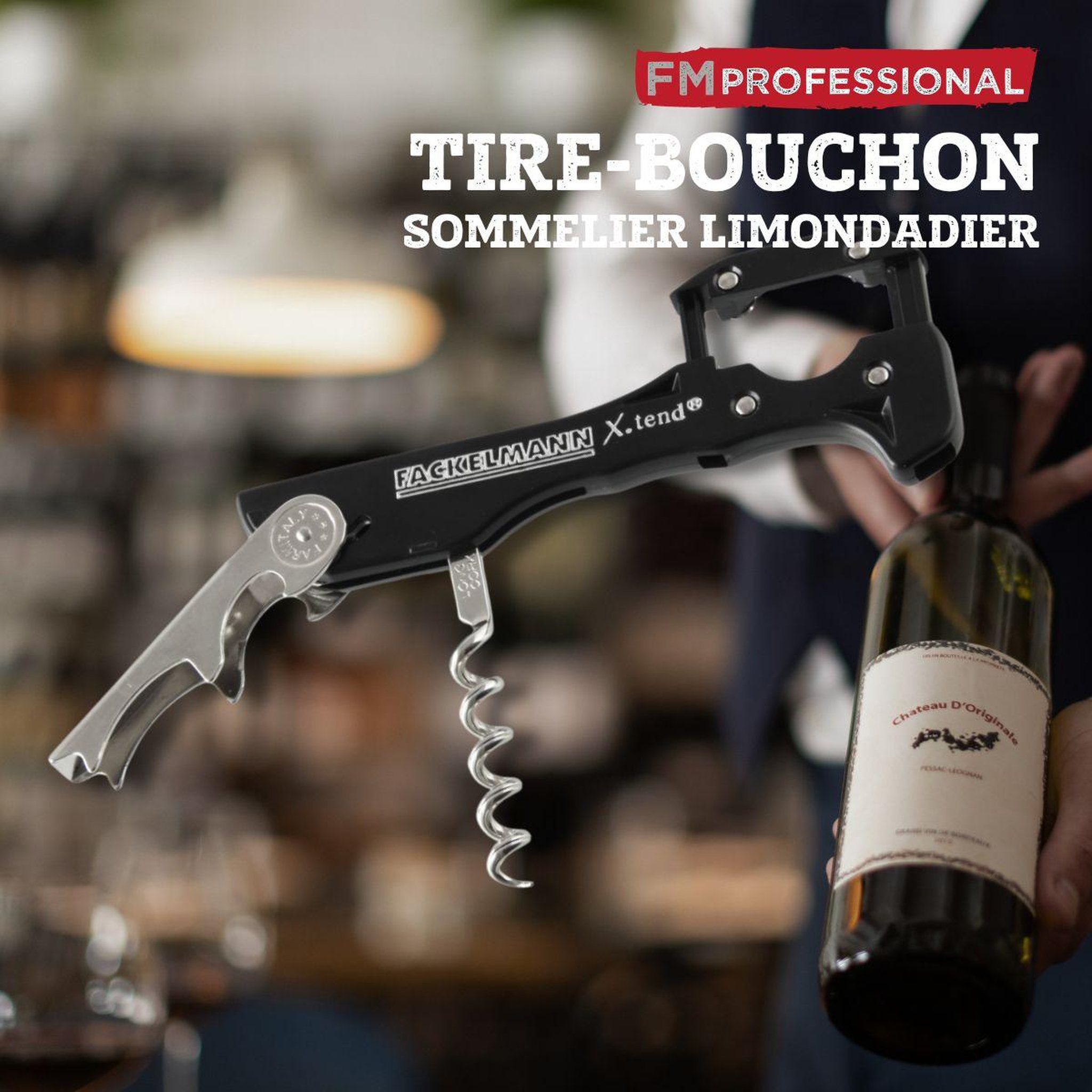 Voir la diapositive 2 : FM PROFESSIONAL Tire-bouchon décapsuleur 13 cm fm professional boissons