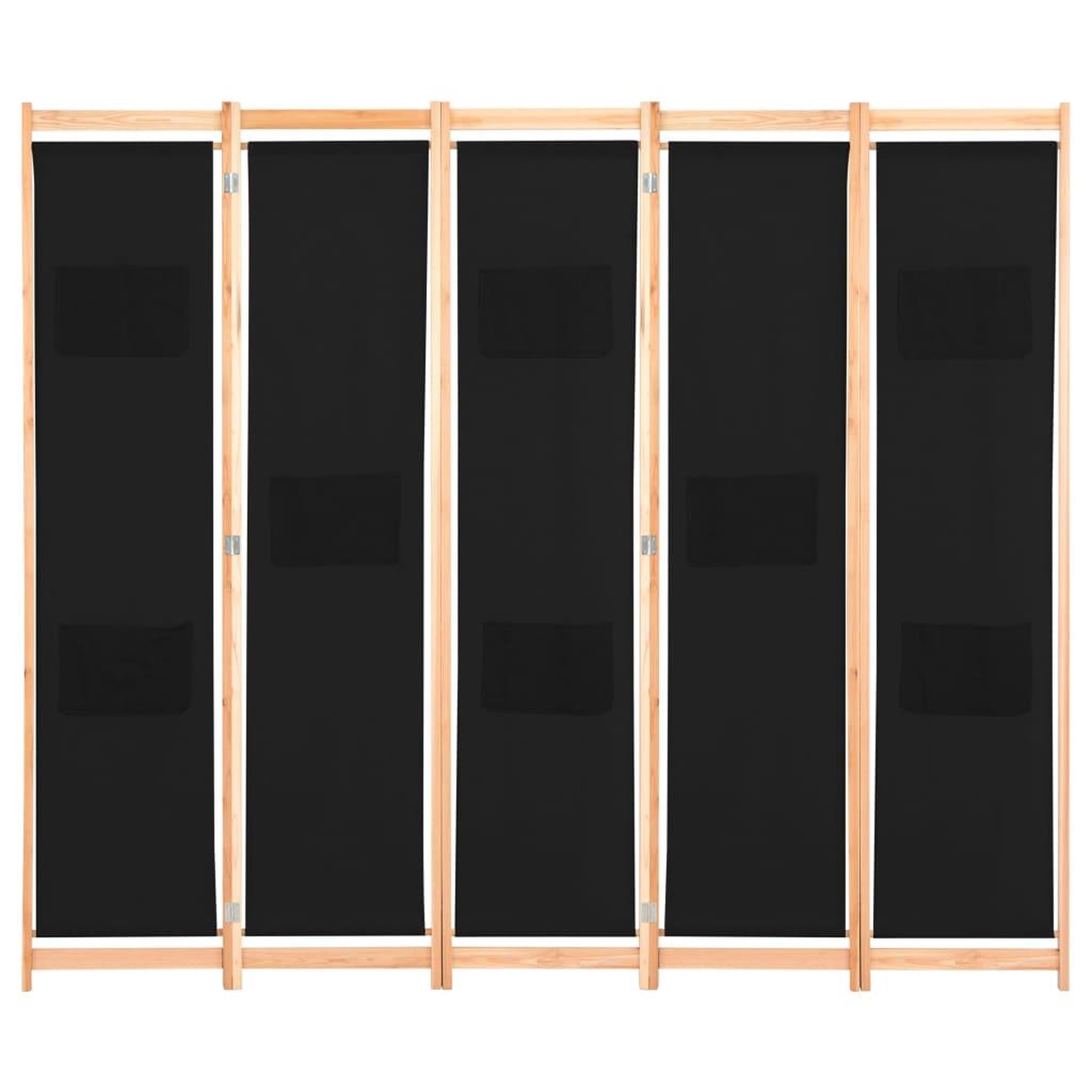 Voir la diapositive 2 : VIDAXL Cloison de separation 5 panneaux Noir 200 x 170 x 4 cm Tissu