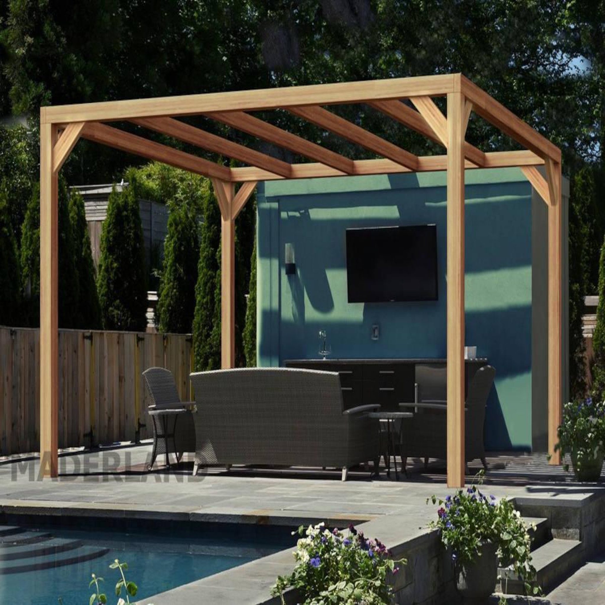 JARDIDECO Pergola en bois lamellé-collé brest 600 x 400 cm - maderland