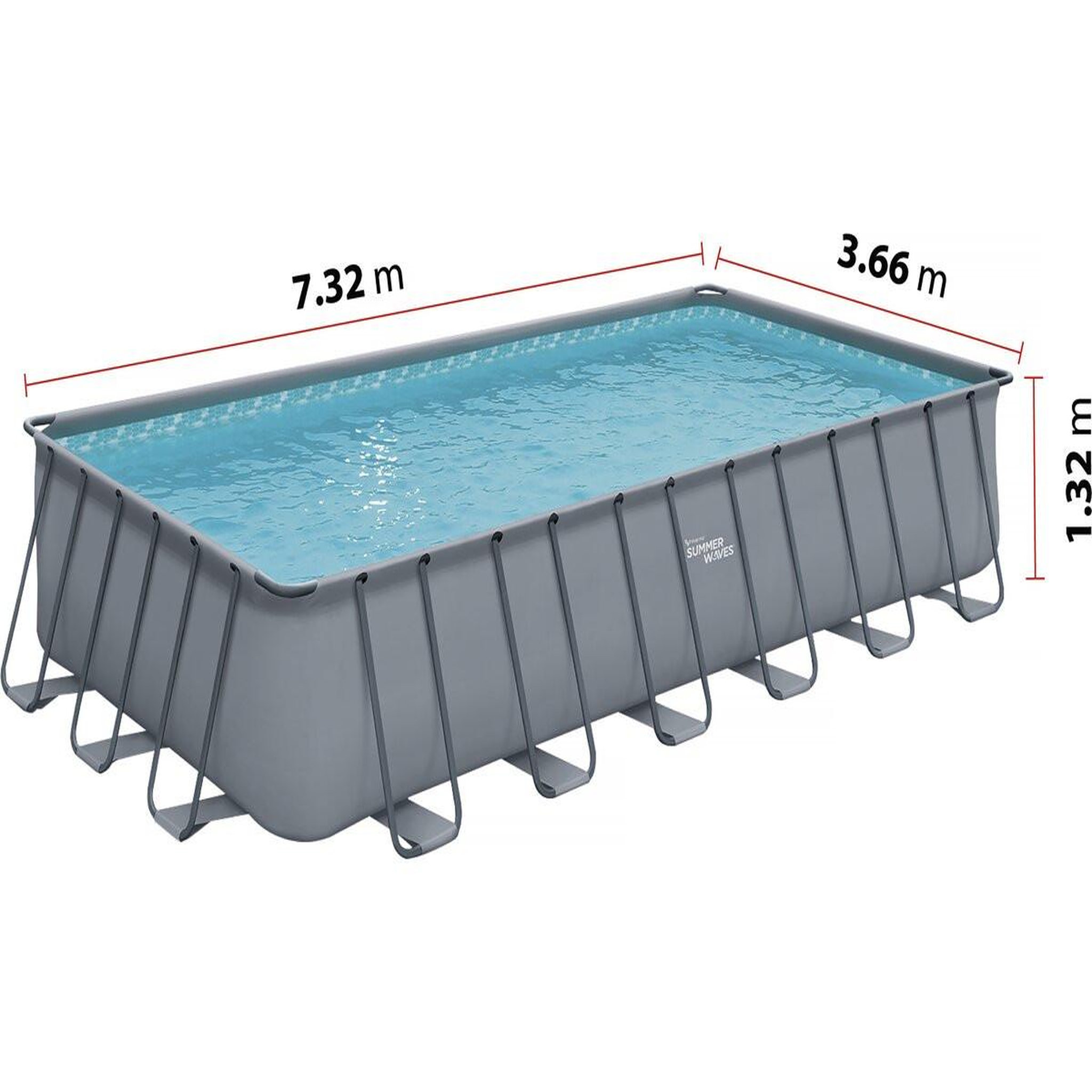 Voir la diapositive 3 : Habitat et Jardin Piscine tubulaire grise -  ludo 5  - 7.32 x 3.66 x 1.32 m - sans filtration