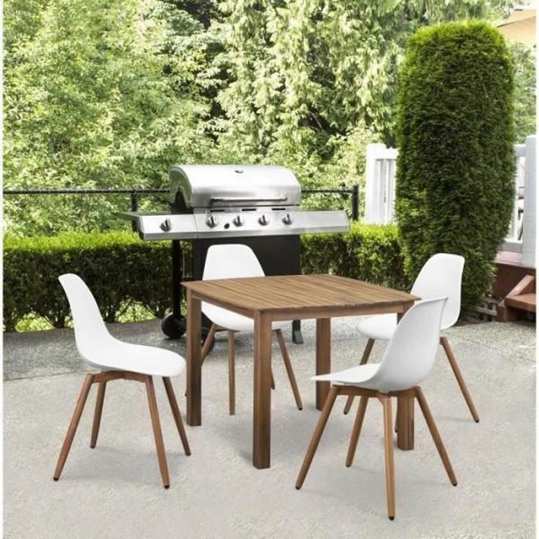 Voir la diapositive 2 : MARKET24 Lot de 4 chaises de jardin en polypropylene - Blanc - 50 x 55 x 85,5 cm