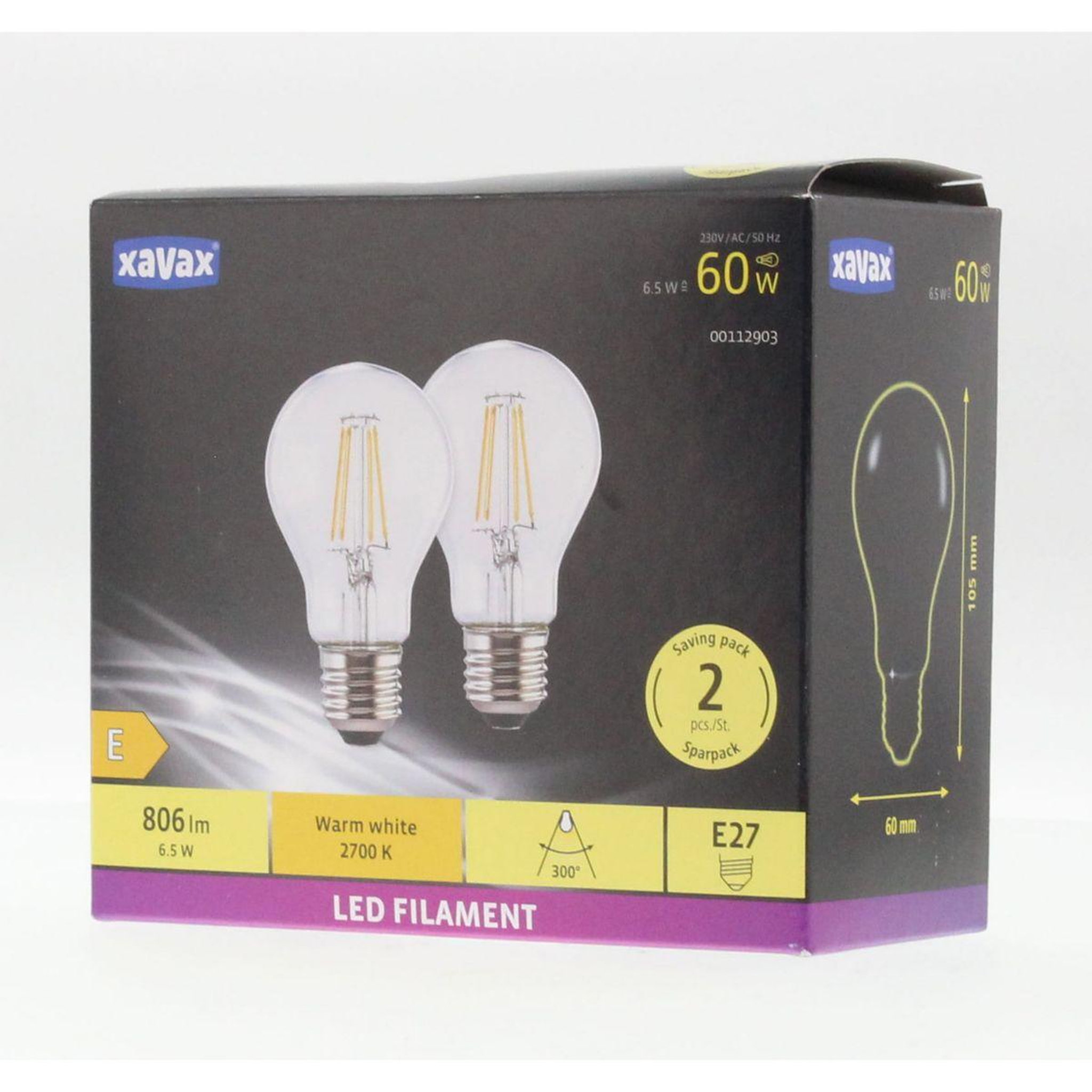 Voir la diapositive 4 : XAVAX Ampoule led e27 6.5w cla x2