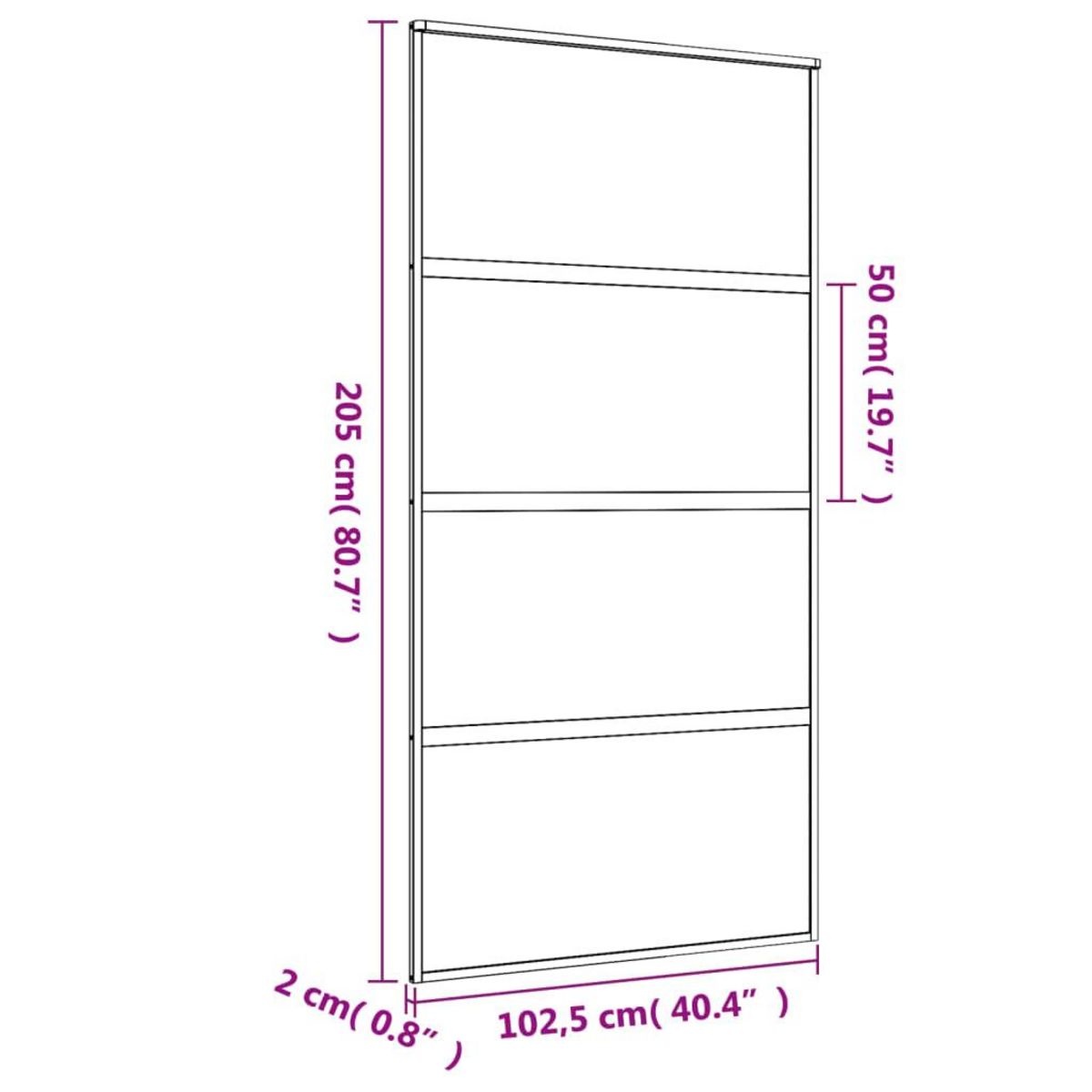 VIDAXL Porte coulissante dore 102,5x205cm verre ESG clair et aluminium