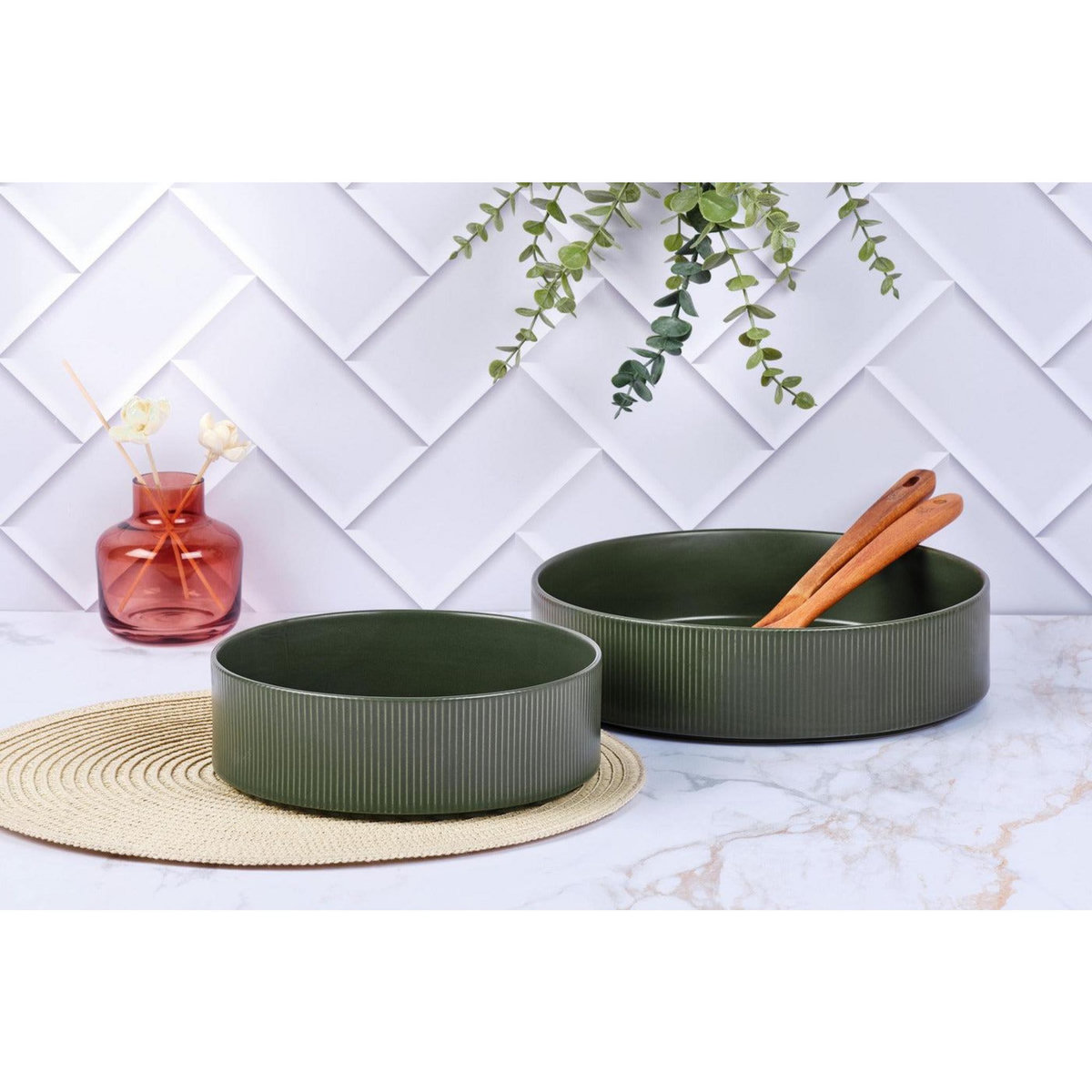 BJORN Saladier SCANDI Ø21,5cm et Ø27,5cm - 2 pièces - Olive