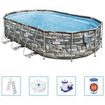 BESTWAY Bestway Ensemble de piscine ovale Power Steel Comfort 610x366x122 cm