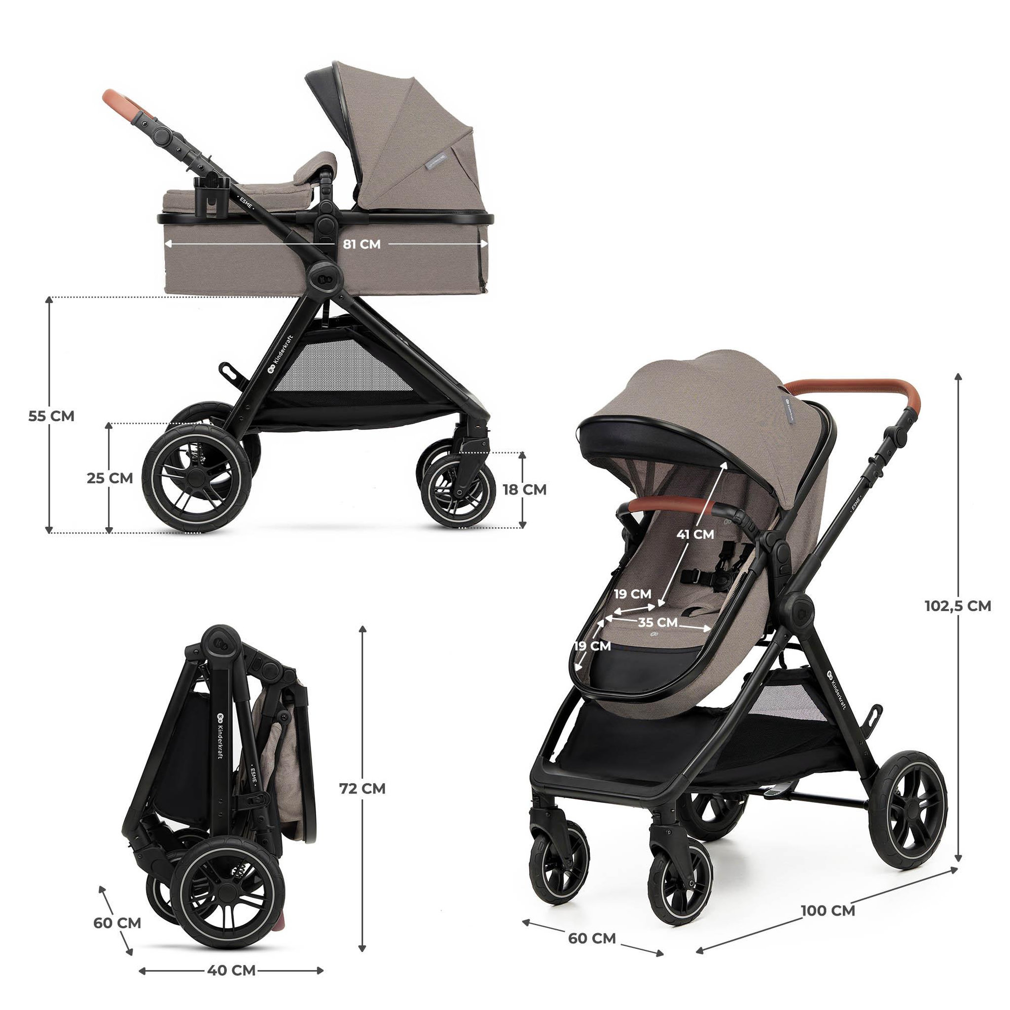 Voir la diapositive 1 : KINDERKRAFT Poussette multifonctionnelle 3 en 1 ESME PRO