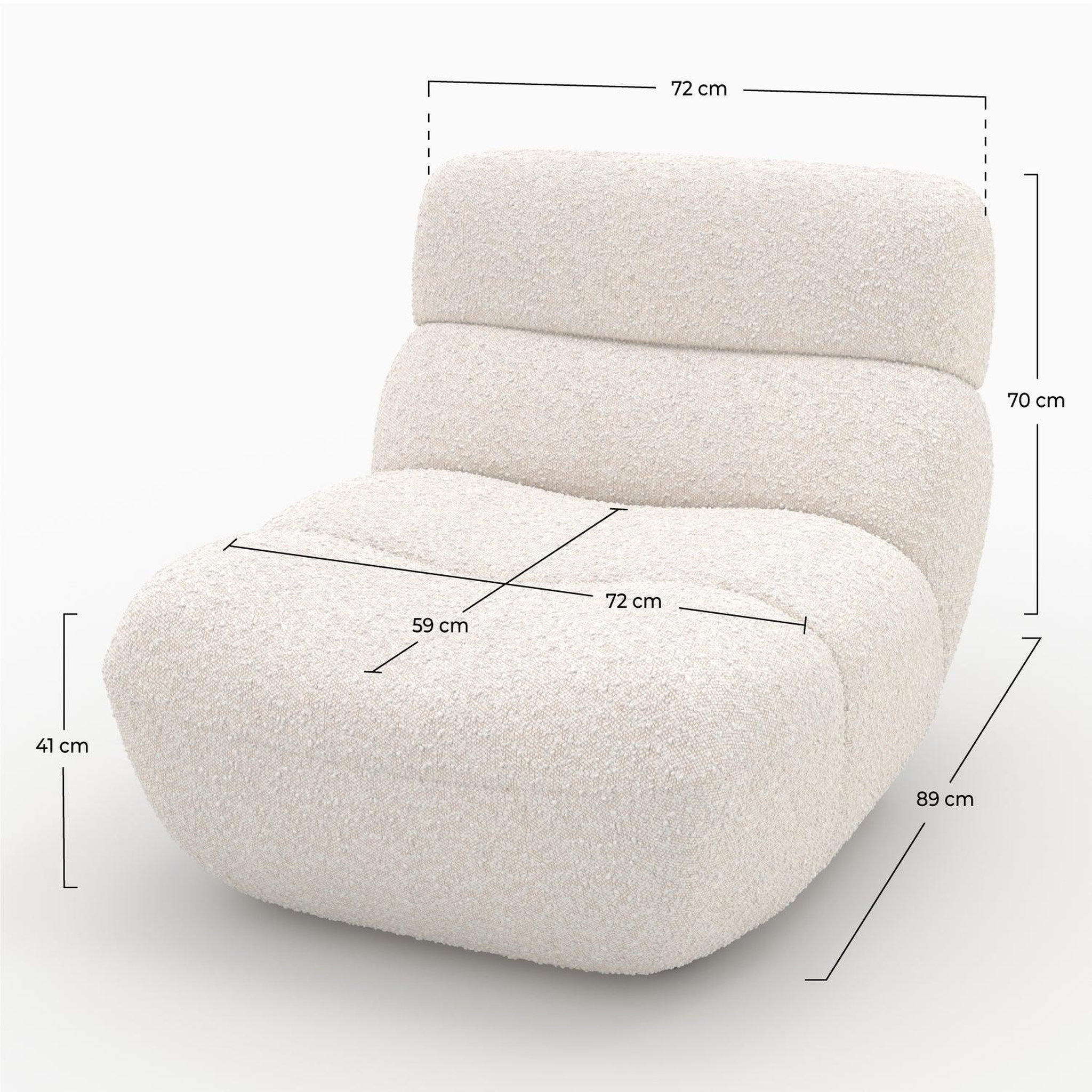 Voir la diapositive 4 : MAISON PAVANE Fauteuil en tissu bouclé blanc-teddy
