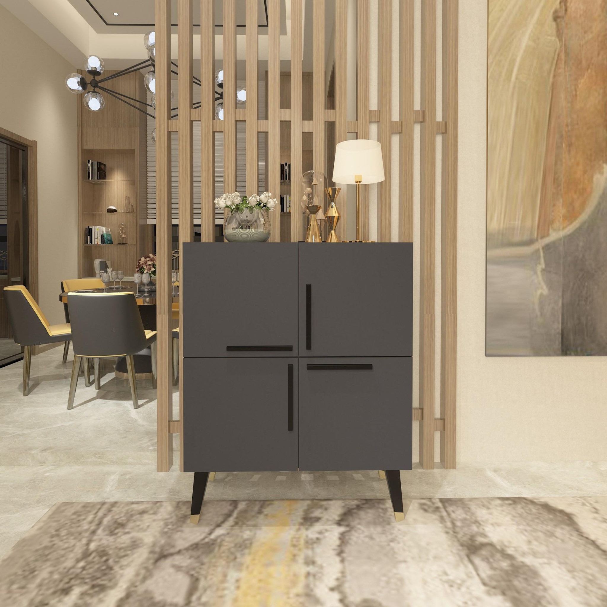 Voir la diapositive 2 : Habitat et Jardin Buffet en bois  makro  - 70 x 35 x 90 cm - gris anthracite